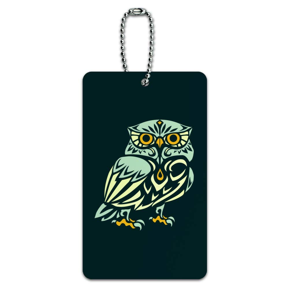 Wise White Tribal Owl Luggage Tag - Durable Suitcase ID Tag for Carry-On Bags - Perfect for Travel, Business Trips & Vacation Identification