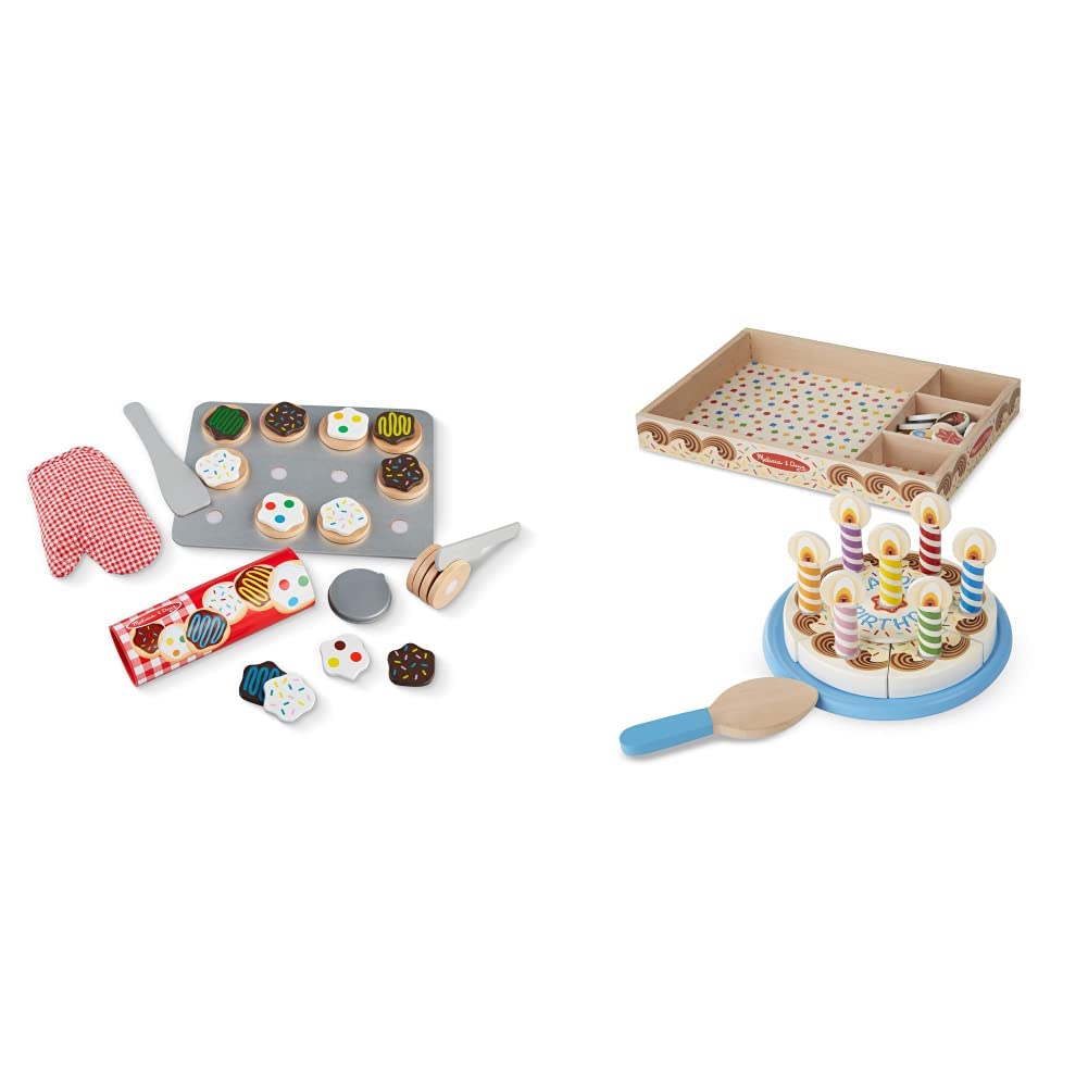 Melissa & Doug Birthday Party Slice and Bake Cookie Set - 24-Piece Wooden Play Food Toy for Kids, Pretend Play & Learning - Perfect for Birthday Parties, Play Kitchens & Role-Playing Games