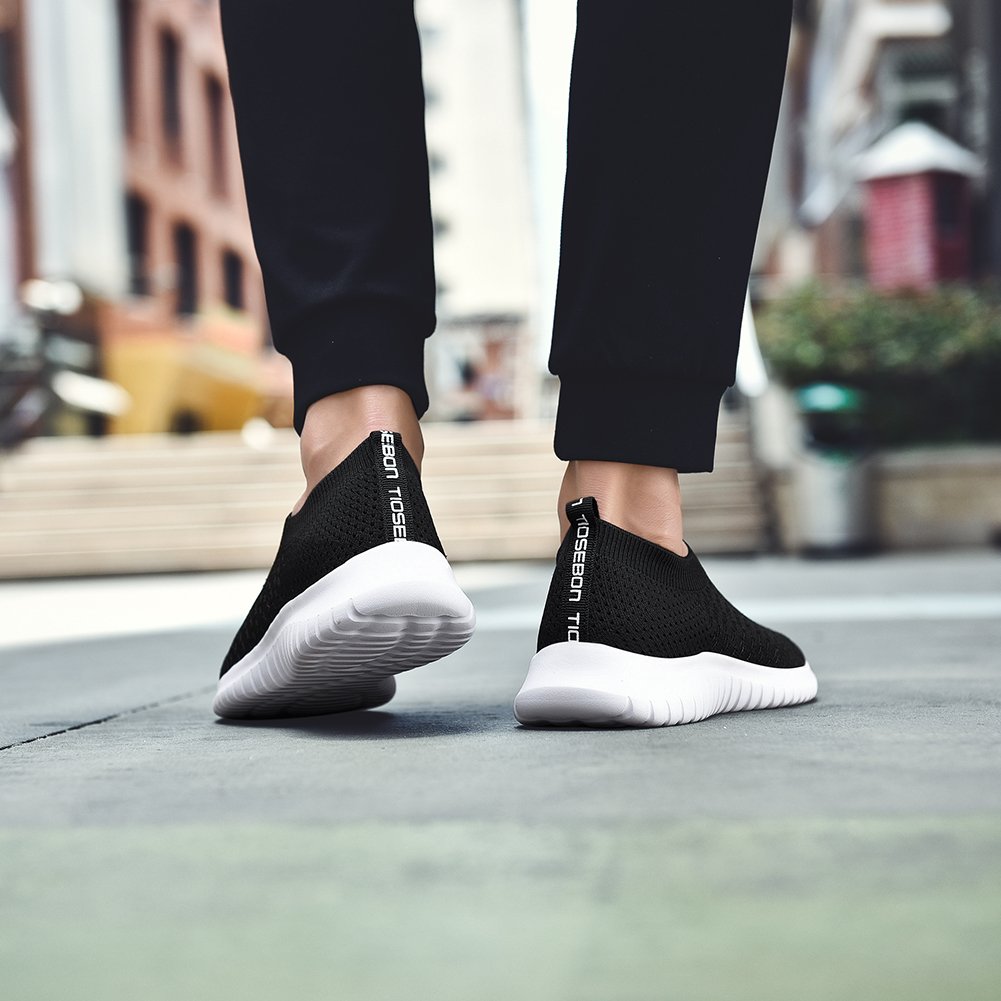 TIOSEBON Men's Slip-On Walking Shoes - Breathable Knit Mesh Tennis Sneakers for Men - Lightweight Comfortable Casual Shoes for Walking, Running & Daily Wear