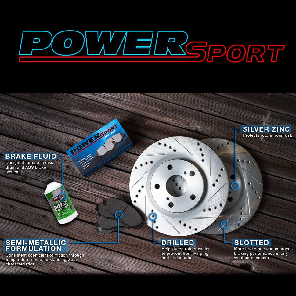 High-Performance Power Sport Front & Rear Brake Pads and Rotors Kit - BLCC.65142.04 | Heavy Duty Braking System for ATV, UTV, Dirt Bikes & Off-Road Vehicles | Perfect for Trail Riding, Racing & Off-Road Adventures