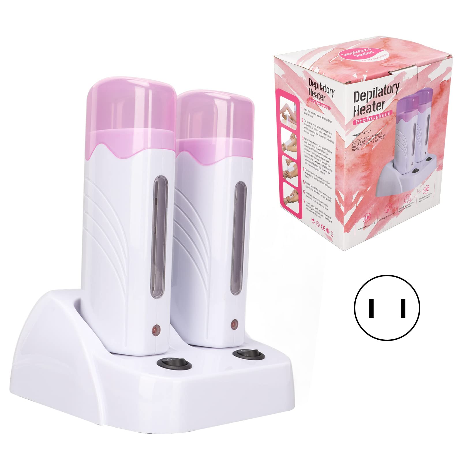 Professional Double Depilatory Wax Warmer Machine - Portable Hair Removal Heater for Legs, Armpits & Bikini Line with Adjustable Temperature & Non-Slip Base - Perfect for Home Salon & DIY Waxing