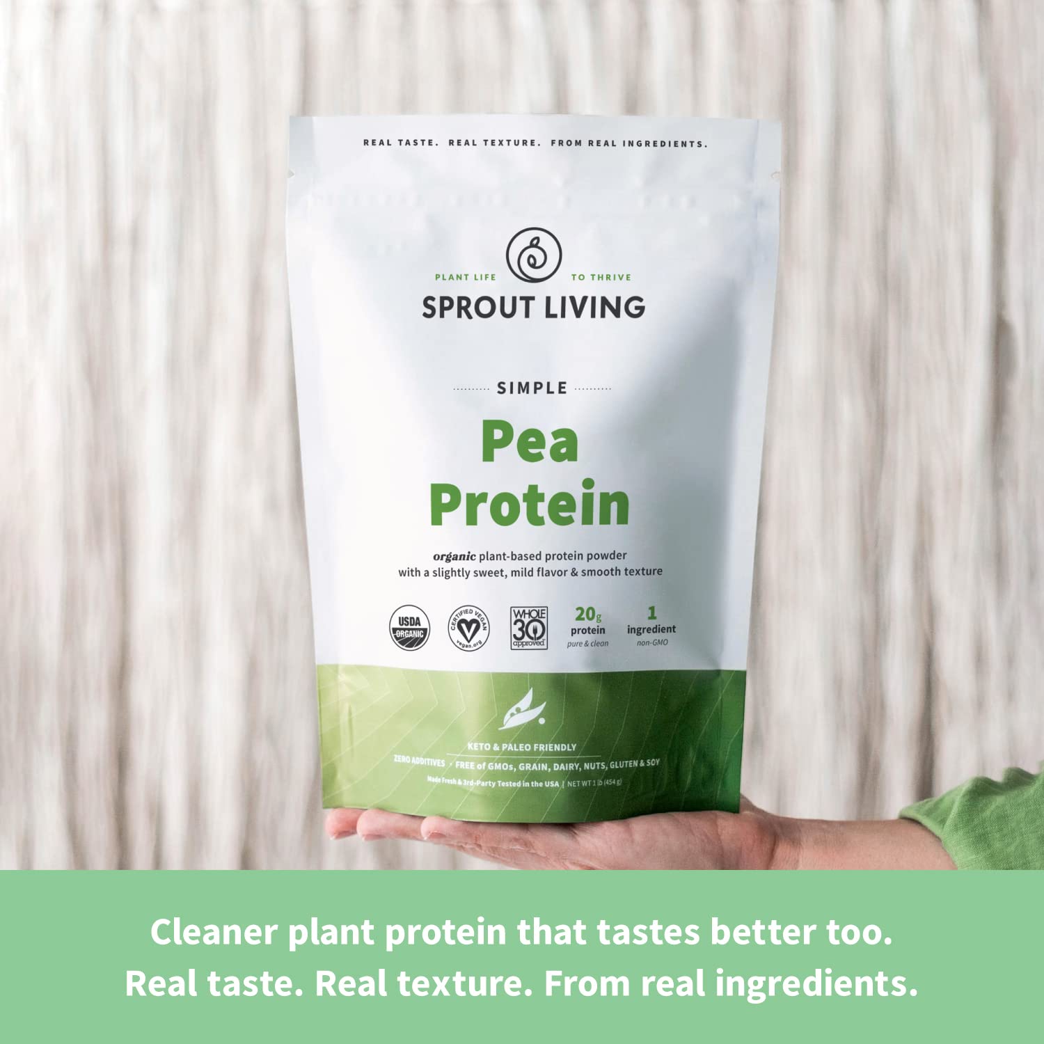 Sprout Living Organic Pea Protein Powder - 5lb | 20g Plant-Based Vegan Protein Powder | Dairy-Free, Non-GMO, Gluten-Free, Keto-Friendly | No Artificial Sweeteners | Perfect for Smoothies, Baking & Post-Workout Recovery