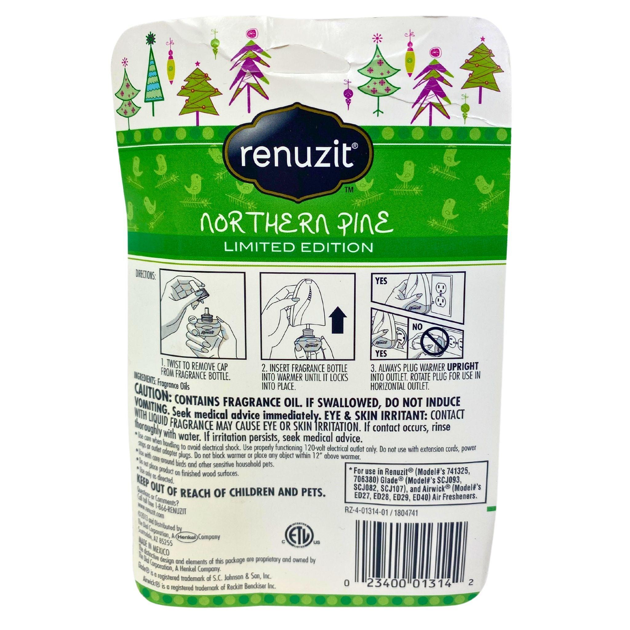 Renuzit Northern Pine Limited Edition Air Freshener Refills - 60 Pack | Universal Fit for Plug-In Diffusers | Fresh Pine Scent for Home, Office & Car