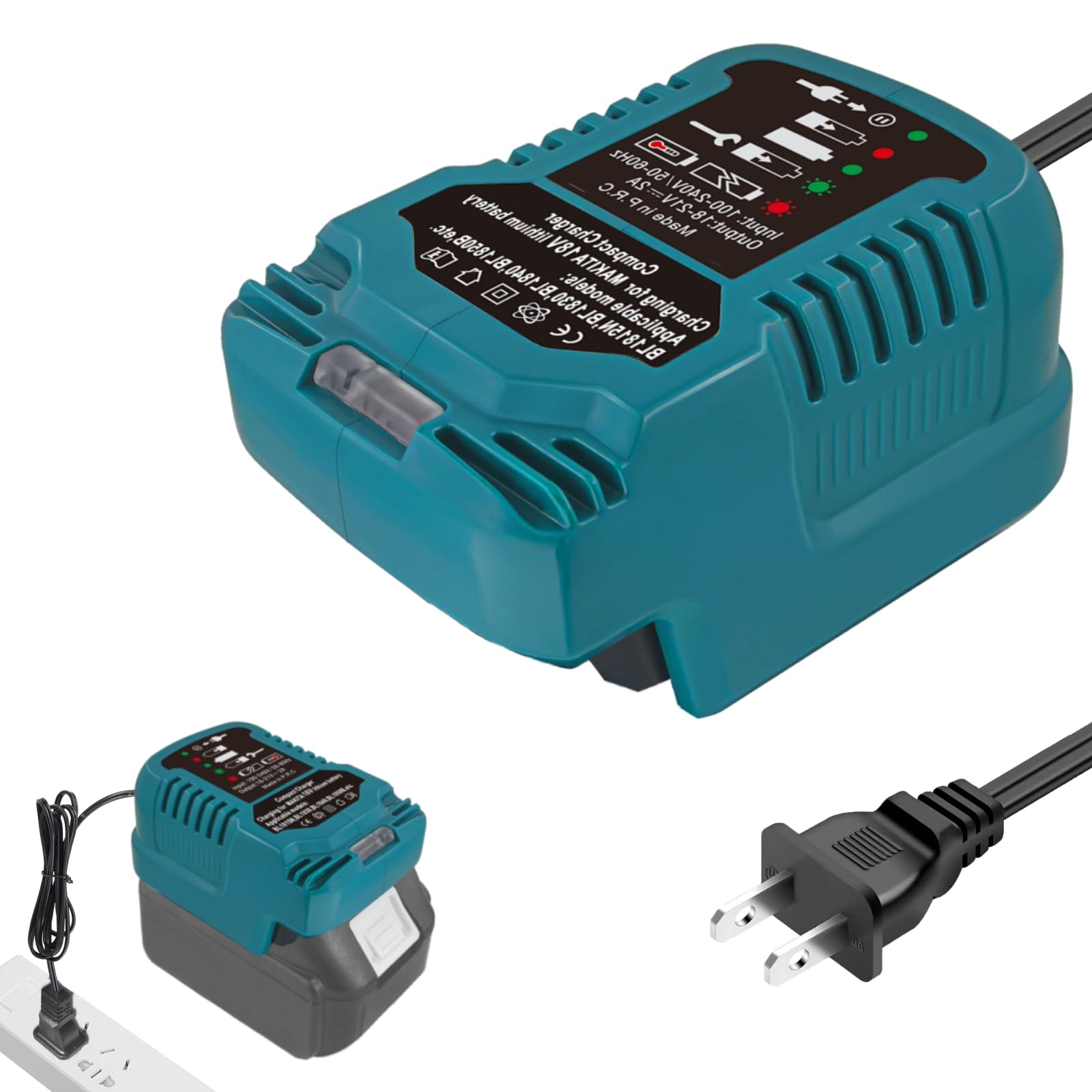 Makita 18V Battery Charger - Fast Charging for 18V LXT Lithium-Ion Batteries (110V Home Input) - Perfect for Power Tools, DIY Projects & Professional Worksites