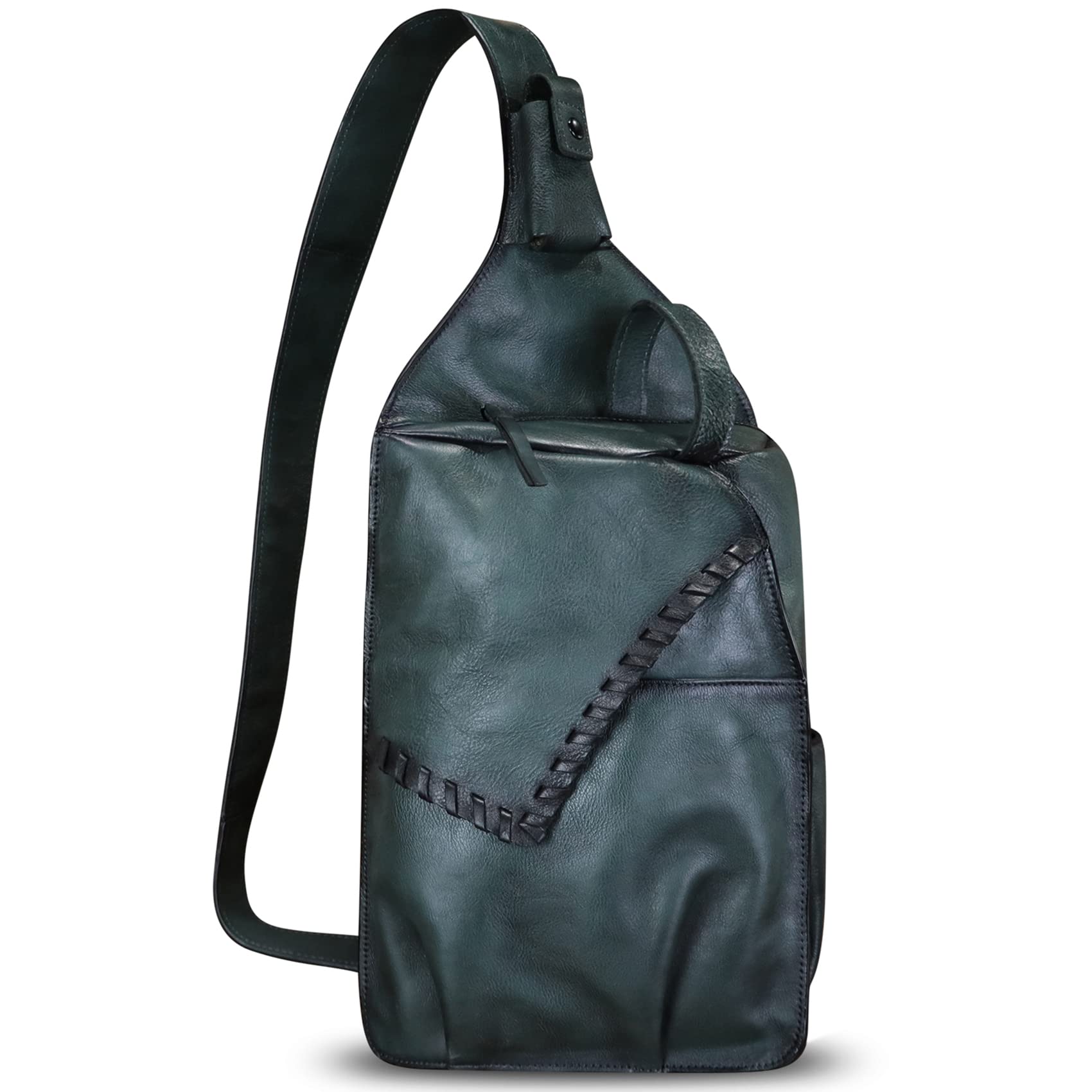 Genuine Leather Sling Bag for Men - Handmade Retro Crossbody Backpack, Shoulder Fanny Pack - Perfect for Hiking, Travel & Daily Use