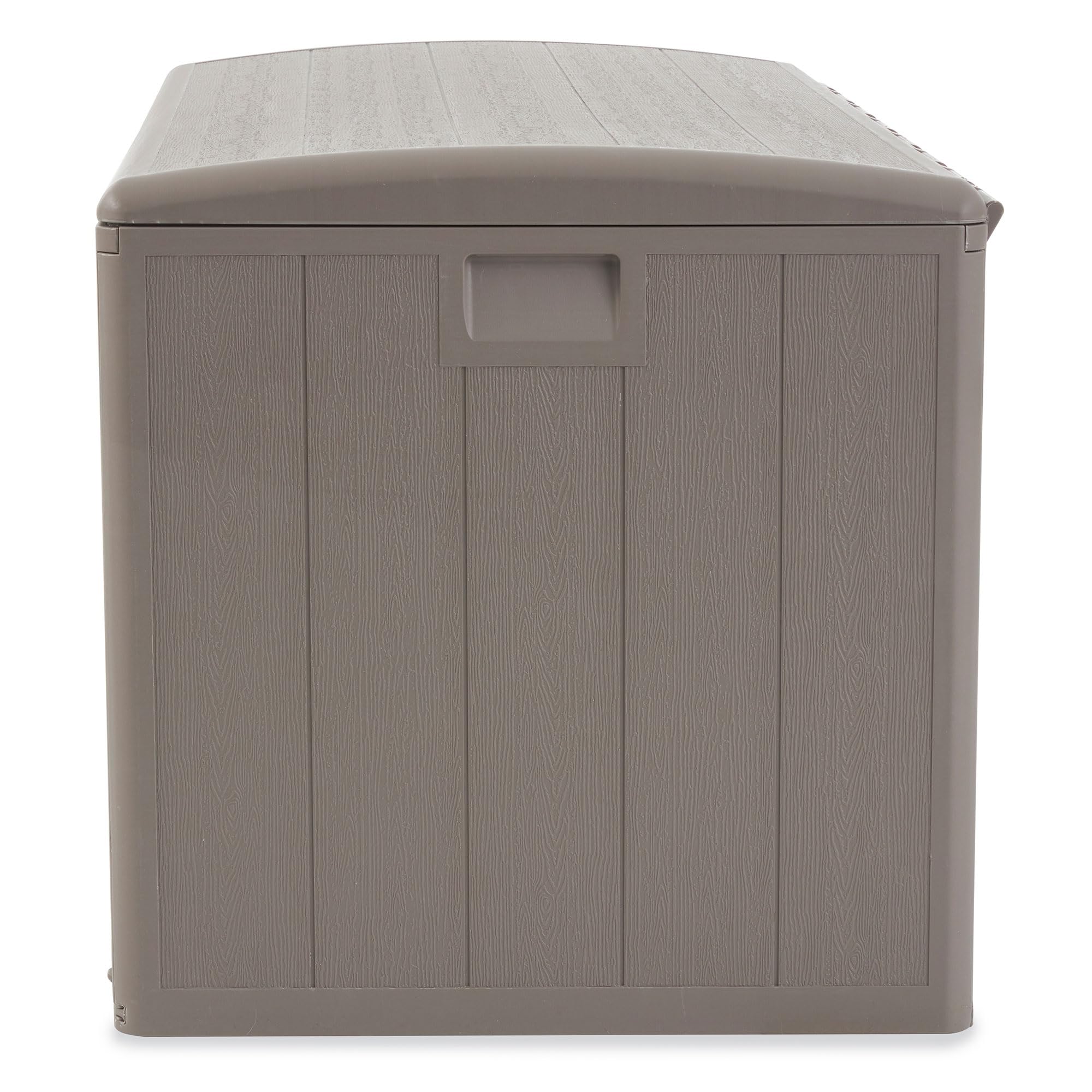 Outdoor Storage Deck Box 130 Gallon with Soft Closure - Weatherproof Plastic Deck Box for Patio, Garden & Backyard Organization - Driftwood Color