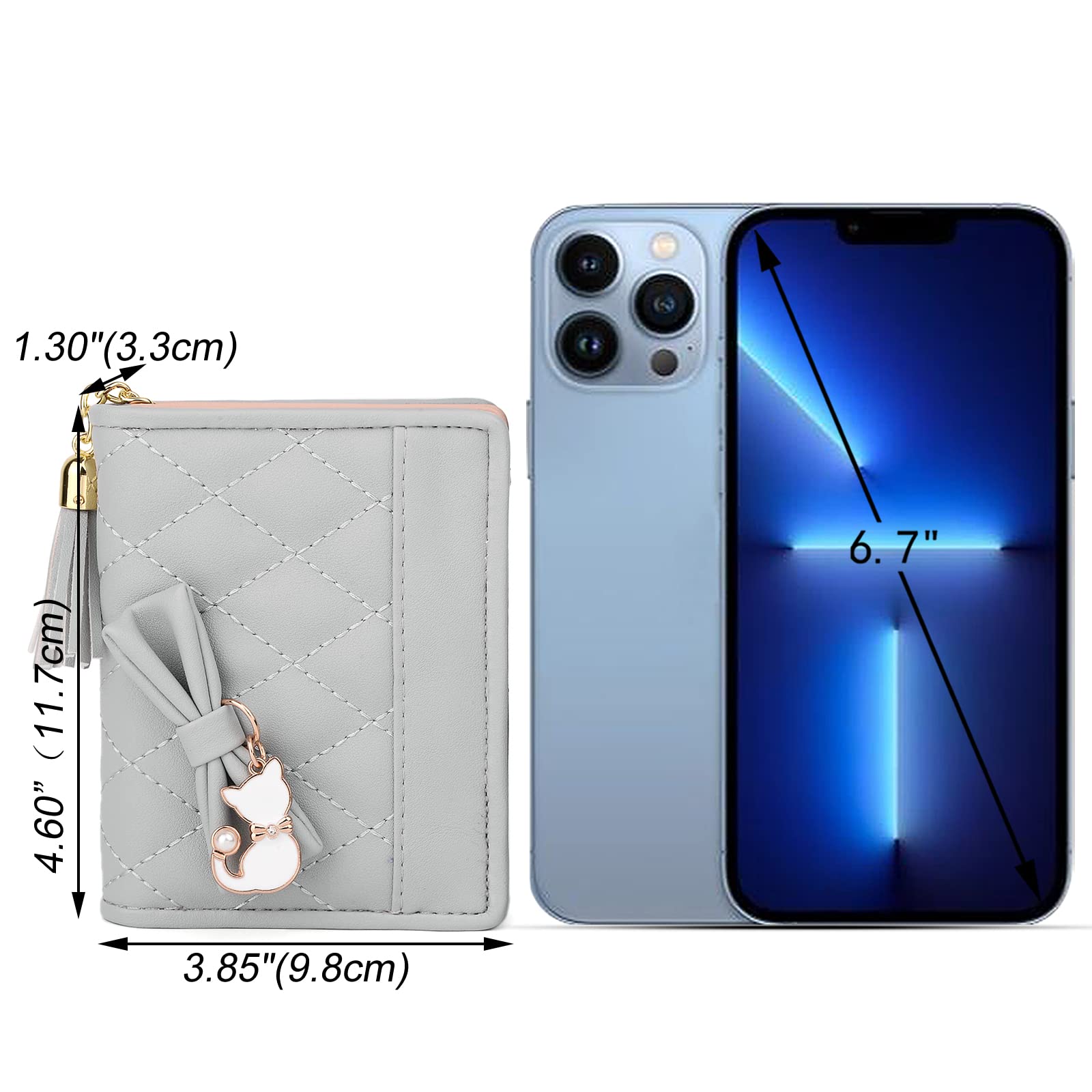 UTO Women's PU Leather Wallet with Cat Pendant - Large Capacity Card Phone Holder for Daily Use