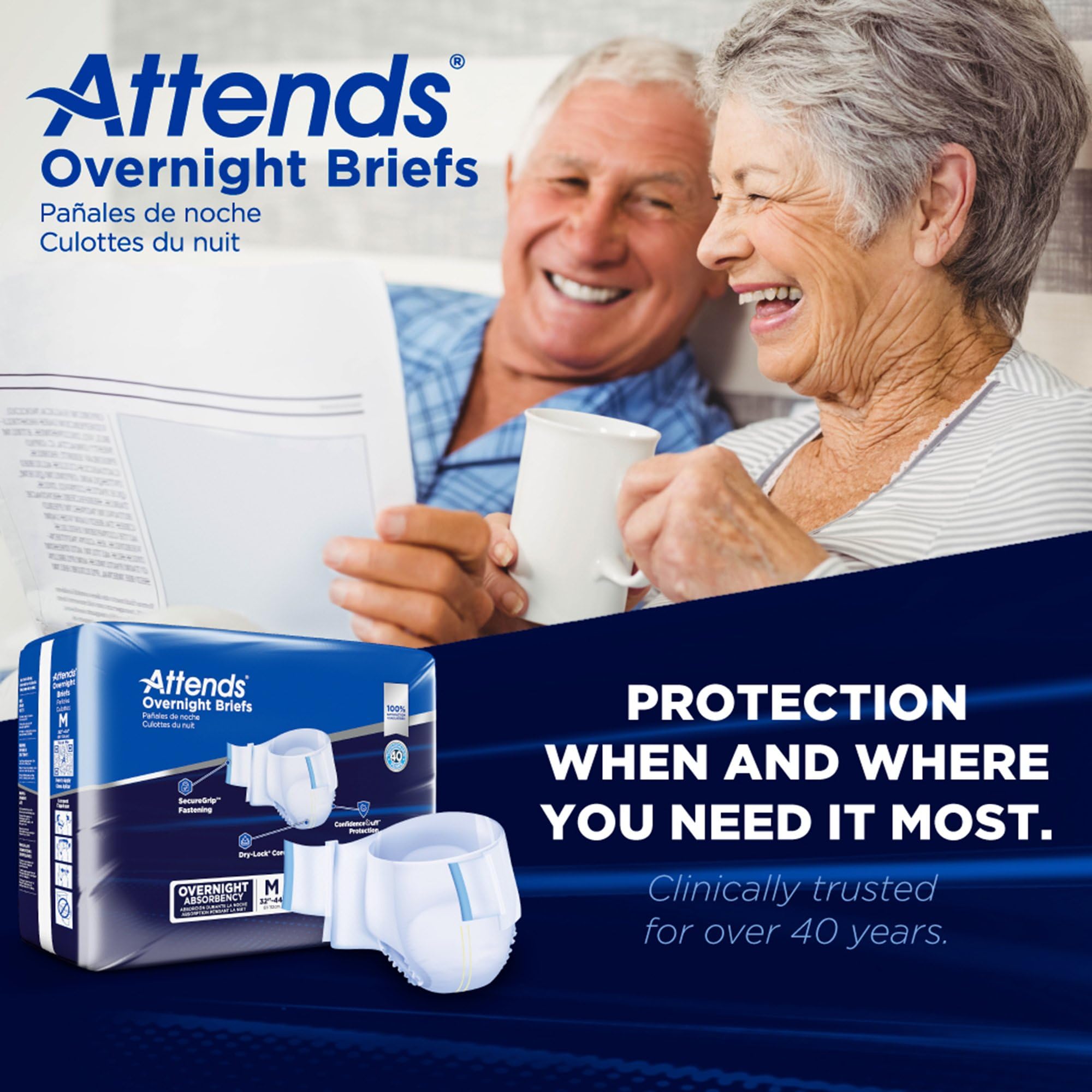 Attends Overnight Disposable Briefs for Adults - Medium (32