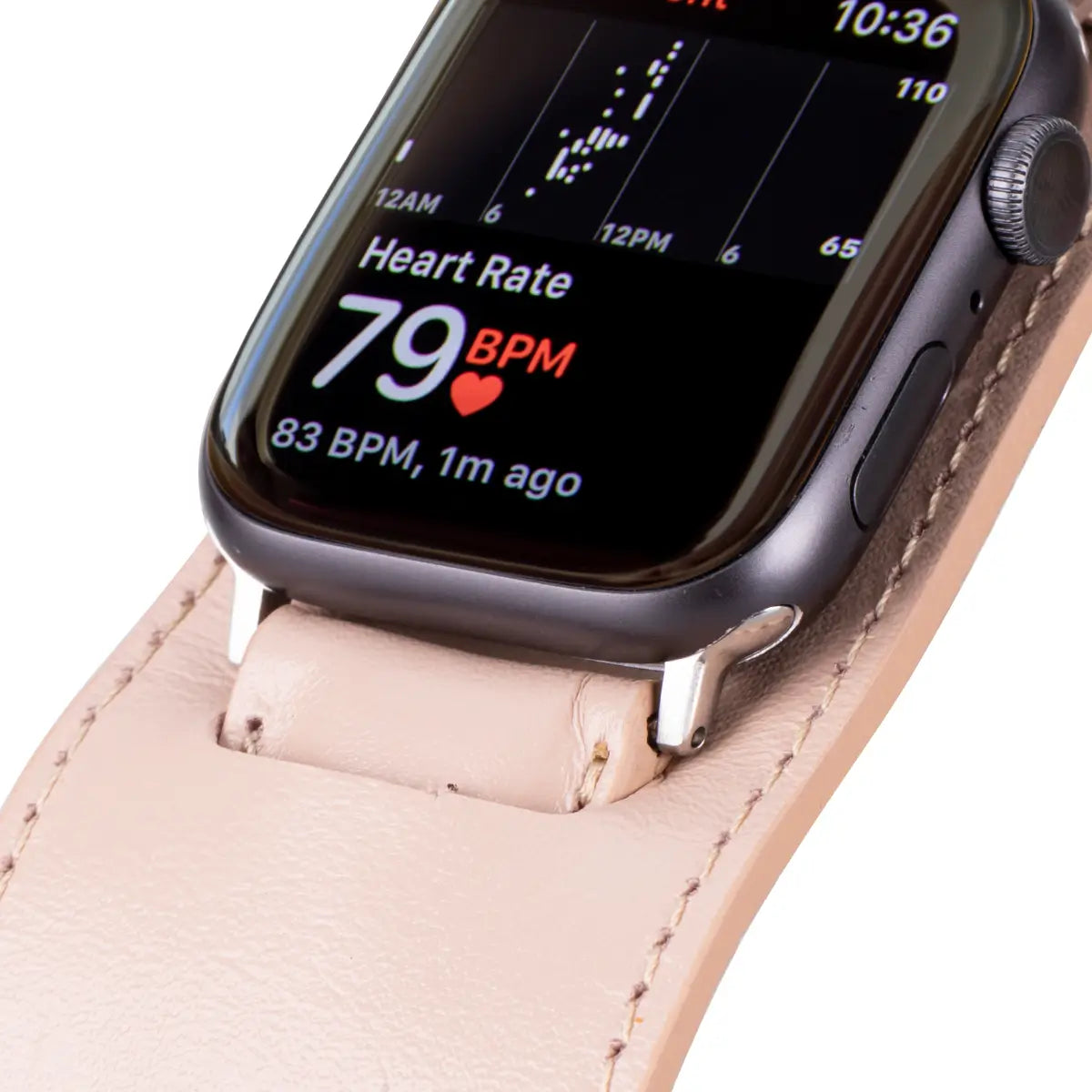 Stylish Nude Pink Leather Cuff Band for Apple Watch - Perfect for Work, Gym & Everyday Wear
