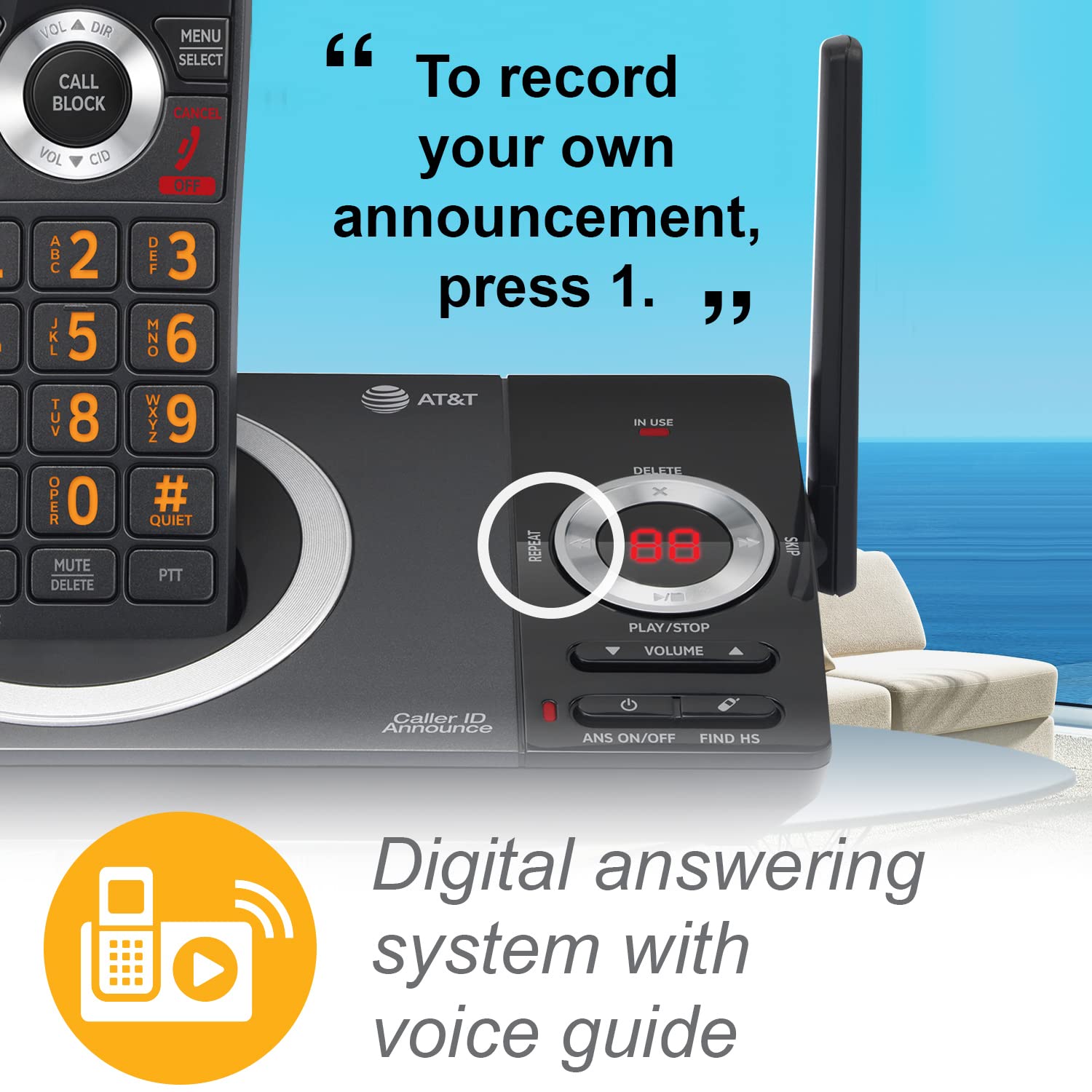 AT&T CL82519 DECT 6.0 5-Handset Cordless Phone System with Answering Machine, Call Blocking, Caller ID & Intercom - Long Range Coverage for Home & Office - Black | Ideal for Large Homes, Businesses & Home Offices with Multiple Rooms