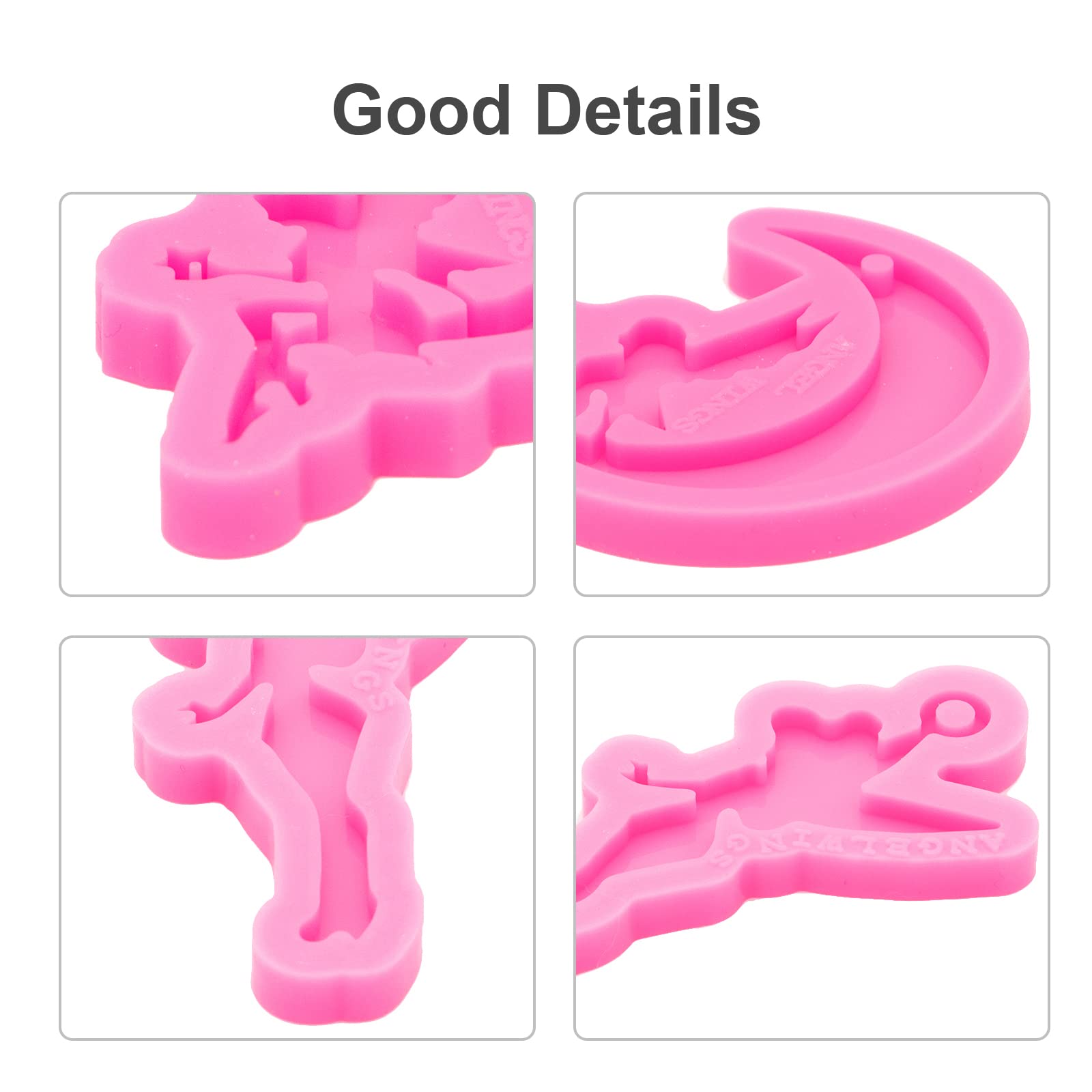 64Pcs Silicone Resin Molds Kit - 4pcs Angel Girl Shape Molds for DIY Epoxy Resin Casting, Keychains, Pendants, Backpack Charms | Perfect for Jewelry Making, Home Decor, Gift Crafting & DIY Projects
