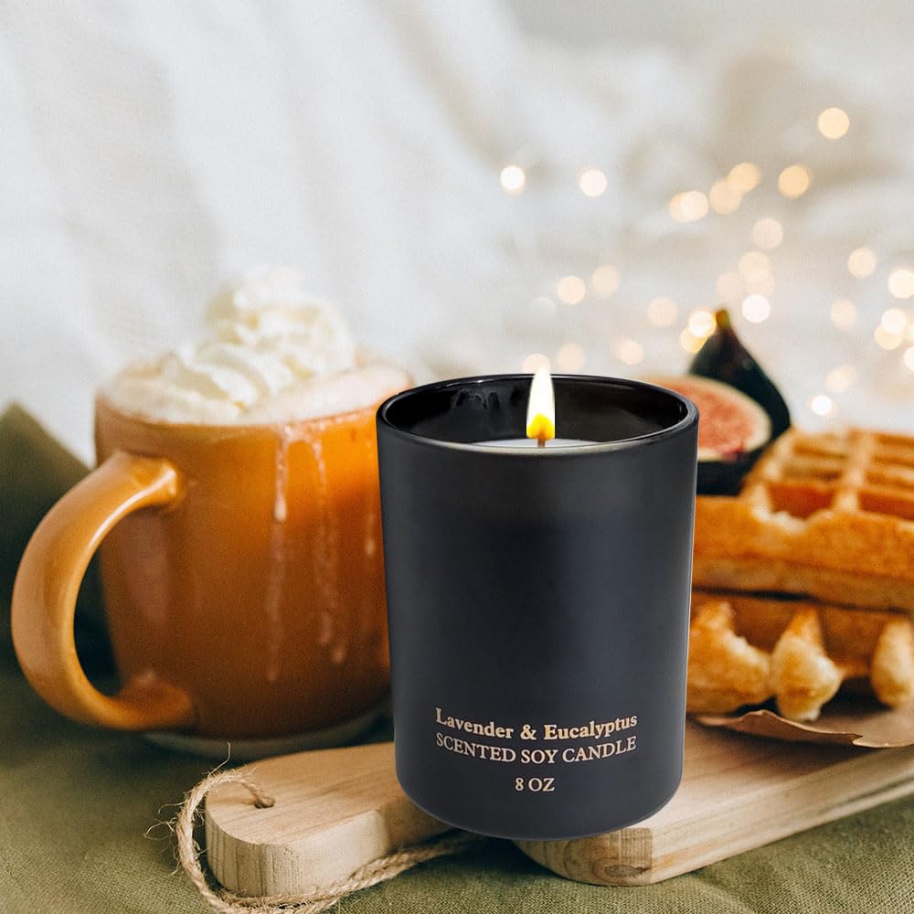Kelly's Custom Lavender Eucalyptus Scented Soy Candle - 8oz Aromatherapy Candle Gift for Women, Friends, Birthday & Christmas - 45 Hours Burn Time - Perfect for Relaxation, Spa Nights & Home Decor