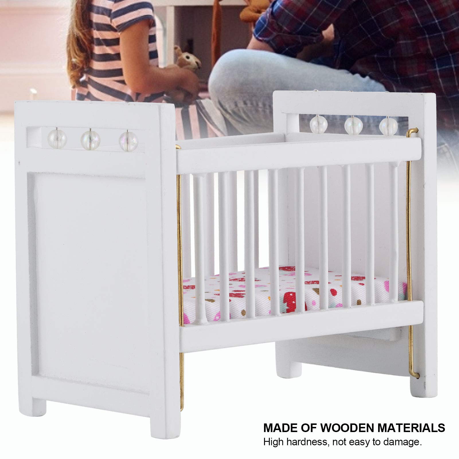 Wooden Baby Doll Bed - Miniature Crib for Dollhouse, Perfect for Pretend Play & Kids' Bedroom Decor | Ideal for 18