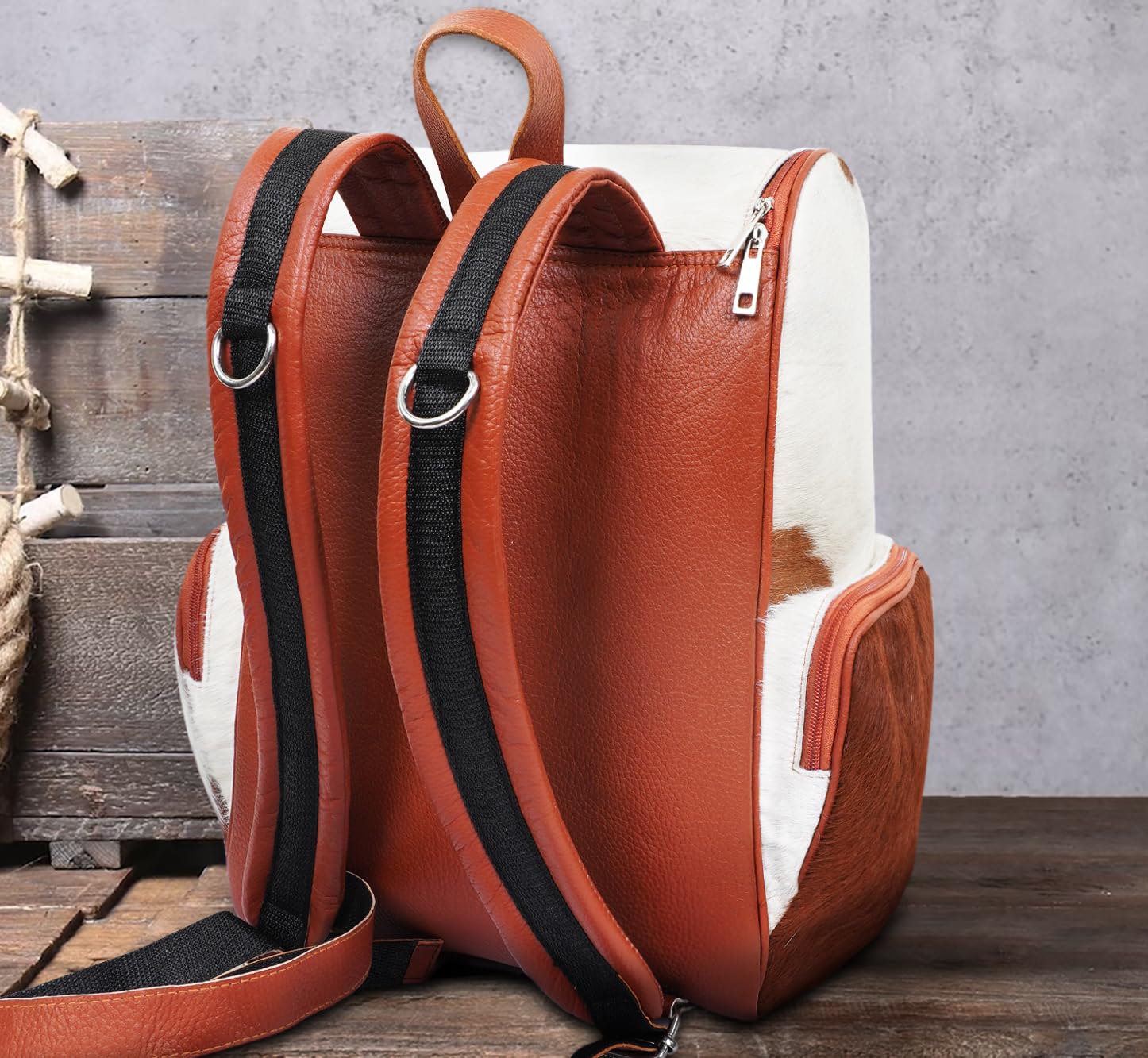 Cowhide Diaper Backpack - Stylish Cow Print Diaper Bag for Moms & Travel