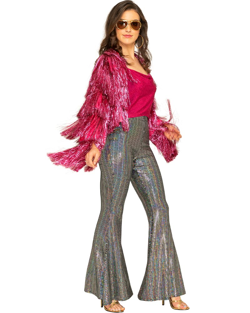 70s Funky Fringe Pink Disco Women's Jacket - Retro Vintage Party Costume for Halloween, Disco Night & 70s Theme Parties