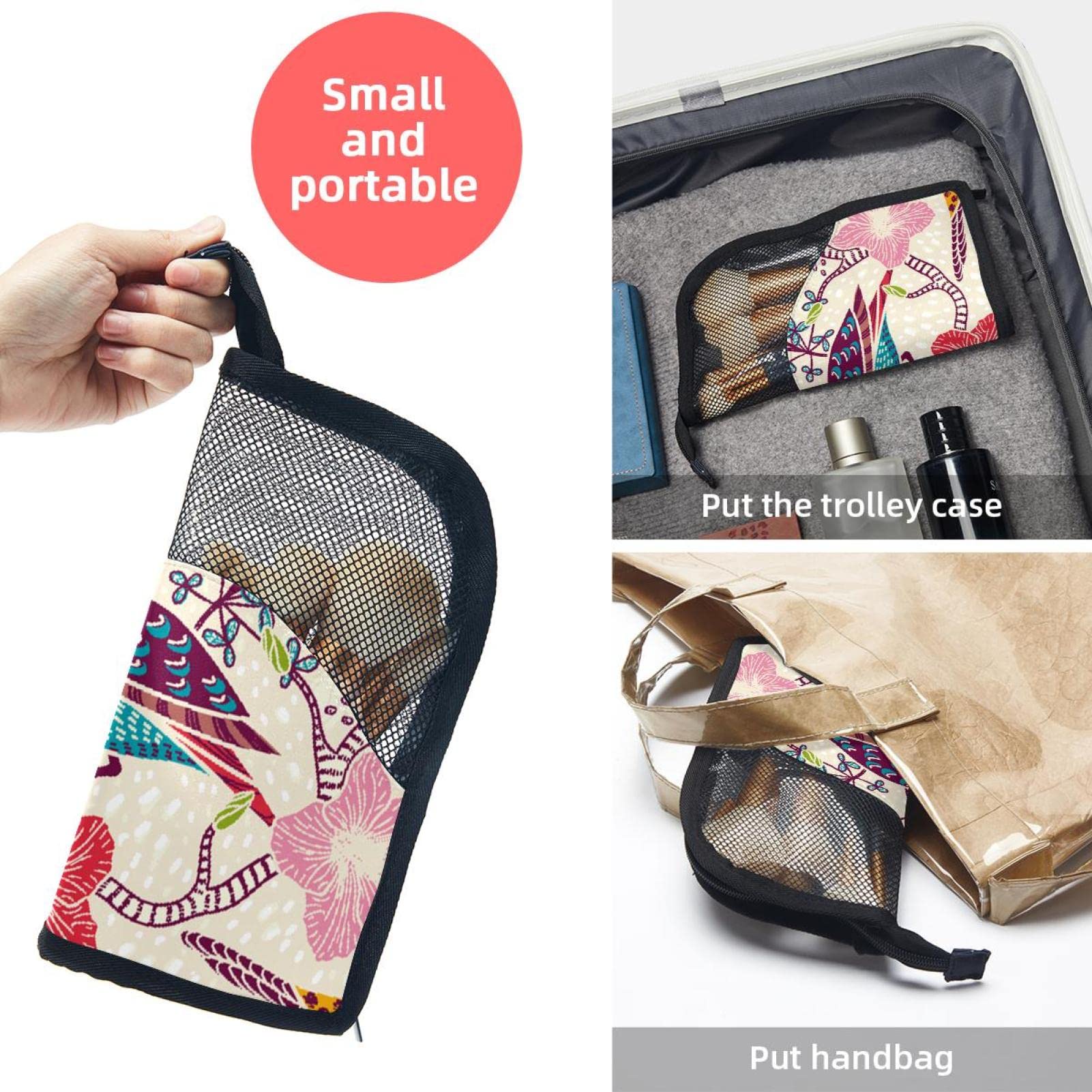 12-Piece Makeup Brush Organizer Bag with Colorful Birds & Flowers Design - Portable Travel Cosmetic Brush Holder Case for Professional & Home Use