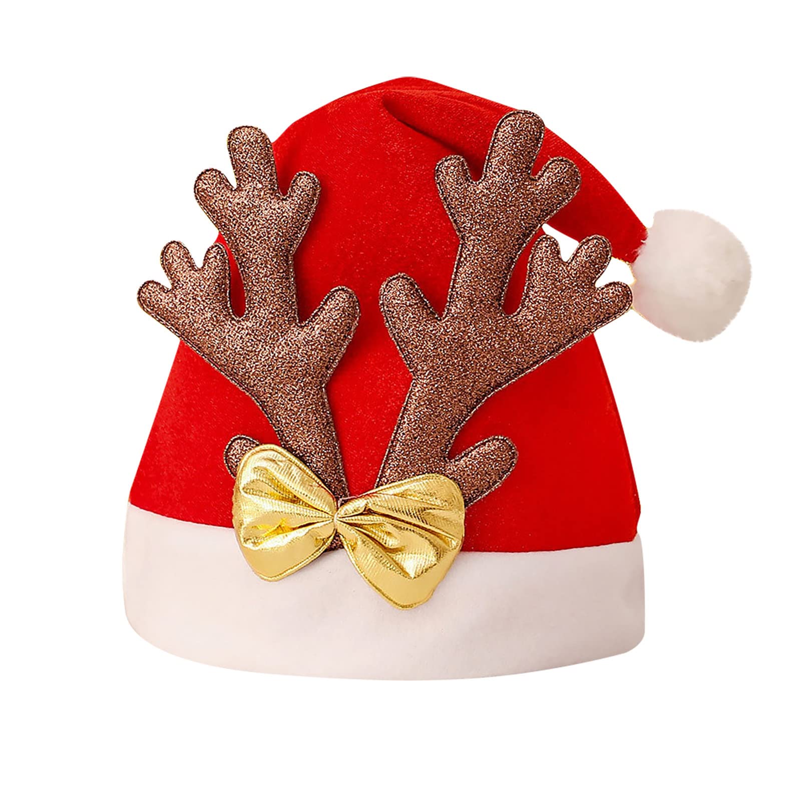 Cozy Plush Christmas Antler Hats for Men & Women - Warm Winter Party Hats with Cute Holiday Decorations - Perfect for Xmas Parties, Family Gatherings & Festive Holiday Photos