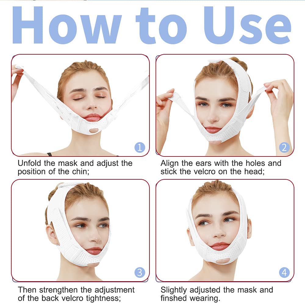 V Line Face Slimming Strap - Double Chin Reducer & Anti-Aging Chin Mask for Sagging Skin - Reusable, Breathable Facial Lifting Strap for Women & Men - Perfect for Home Use, Yoga, and Skincare Routine