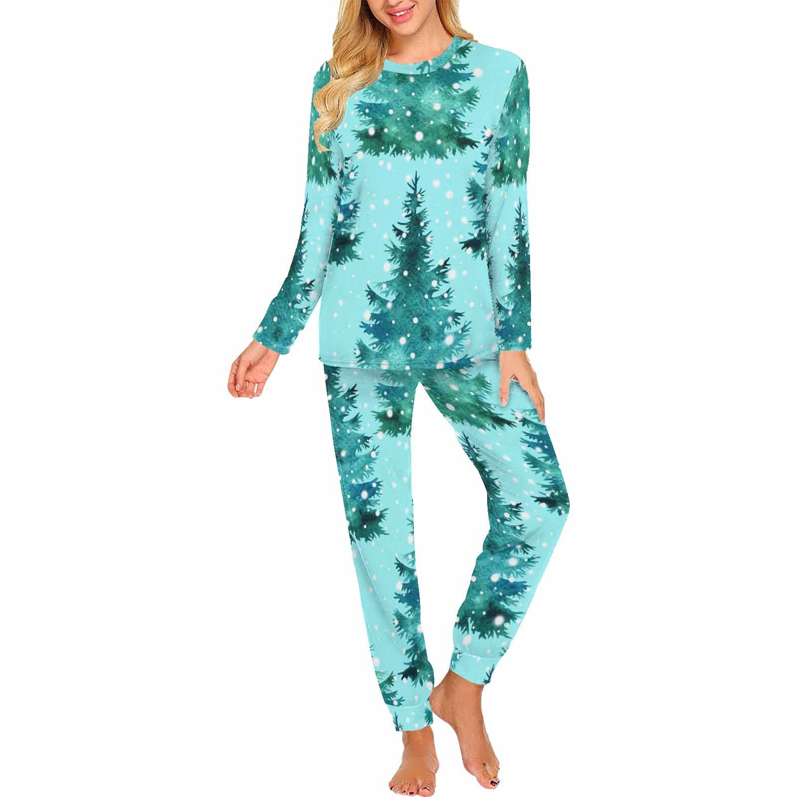 InterestPrint Women's Cute Penguin Snowmobile Pajama Set - 2-Piece Sleepwear & Lounge Wear for Women - Cozy Winter Pajamas for Sleepovers, Relaxing at Home
