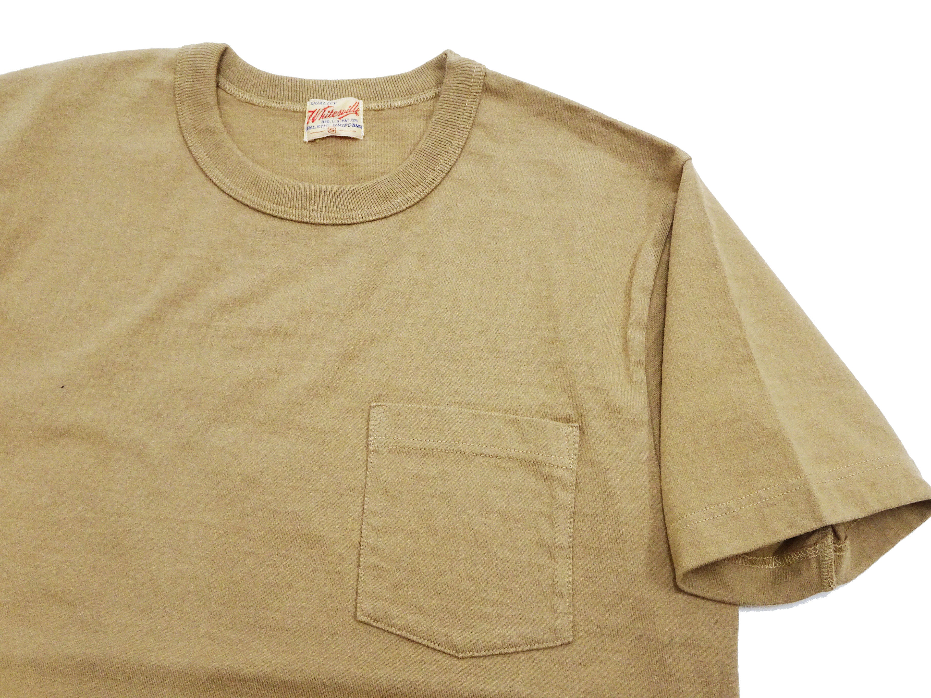 Whitesville Men's Plain Pocket T-Shirt | Short Sleeve Crewneck Loopwheel Tee (One Wash) | WV78932 by Toyo Enterprises | 133 Beige | Casual Wear & Everyday Comfort