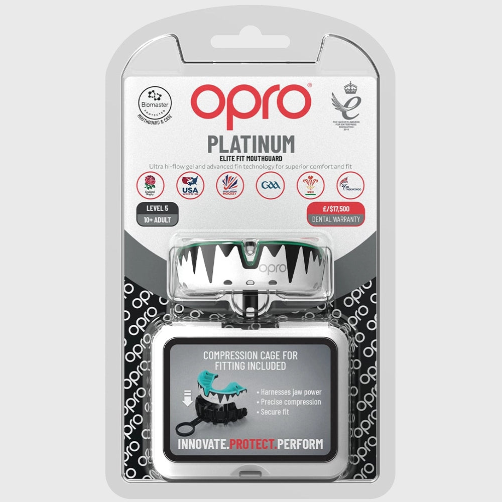 Opro Platinum Mouthguard for Sports - Mint Green, White & Black Options - Perfect for Boxing, Football & MMA Protection