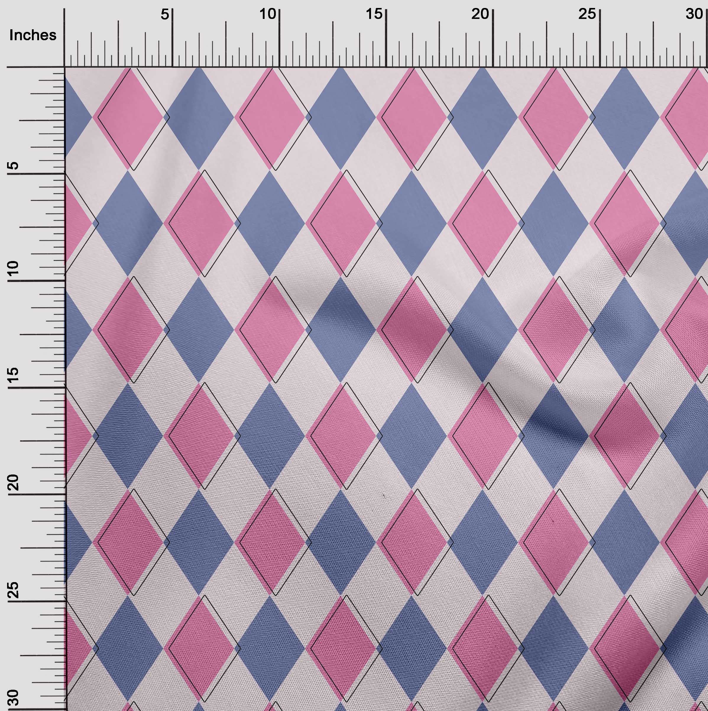oneOone Rayon Pink Argyle Print Fabric by The Yard - 56 Inch Wide for DIY Clothing, Quilting & Sewing Projects - Soft & Durable Material for Dresses, Skirts & Home Decor