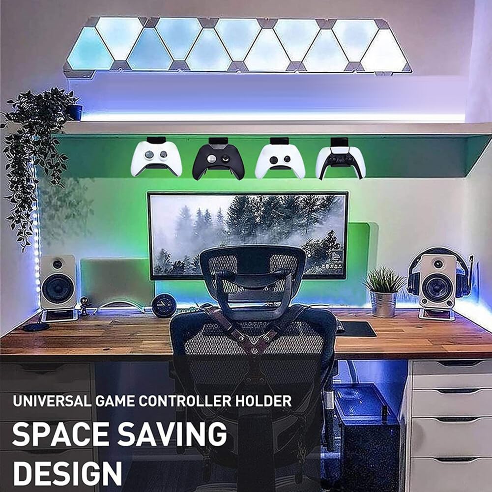MoreChioce 2-Pack Universal Under Desk Controller Mount with Headphone Stand - Black | Wall Mountable Game Controller Holder & Display Stand for PS5, Xbox, Switch | Perfect Gaming Setup Accessory for Bedroom, Living Room, Office