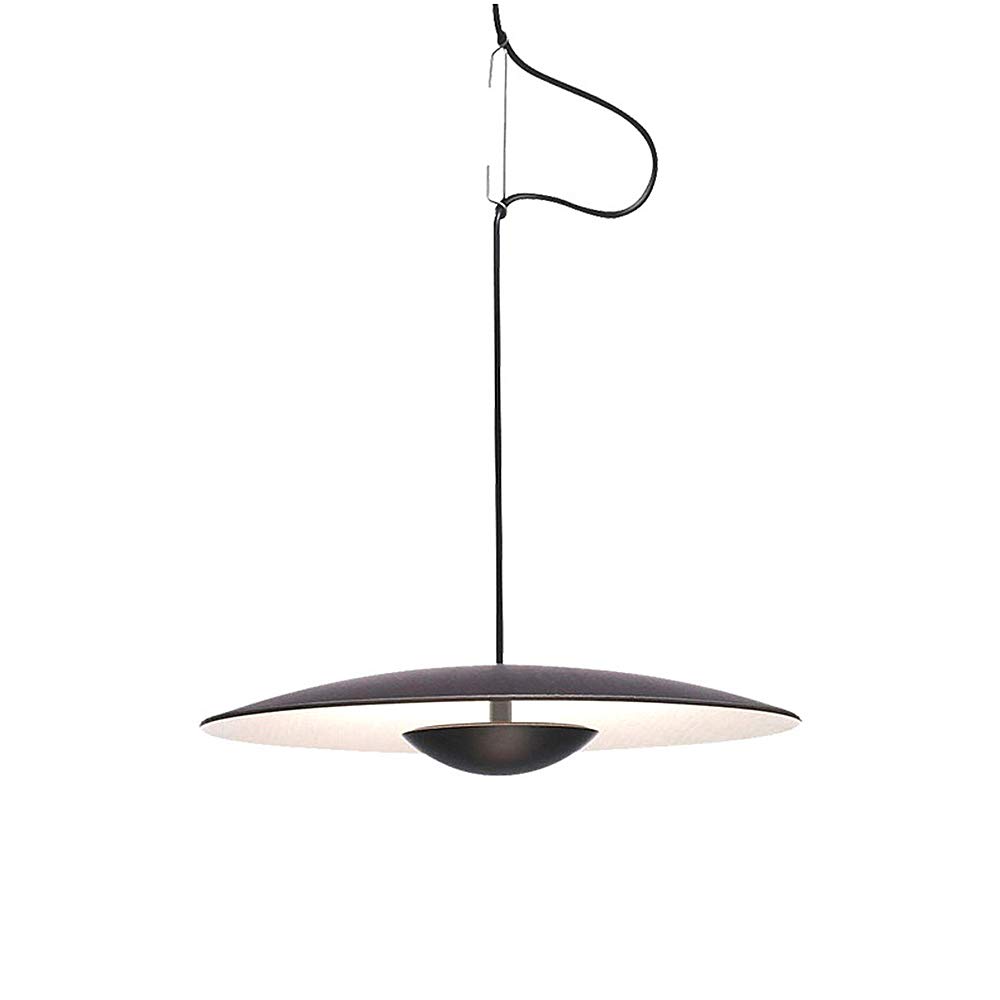 Black Wrought Iron Flying Saucer Chandelier - Modern Wood Ceiling Light Fixture for Living Room, Bedroom & Bedside Lighting - Perfect for Dining Areas, Hallways & Home Decor