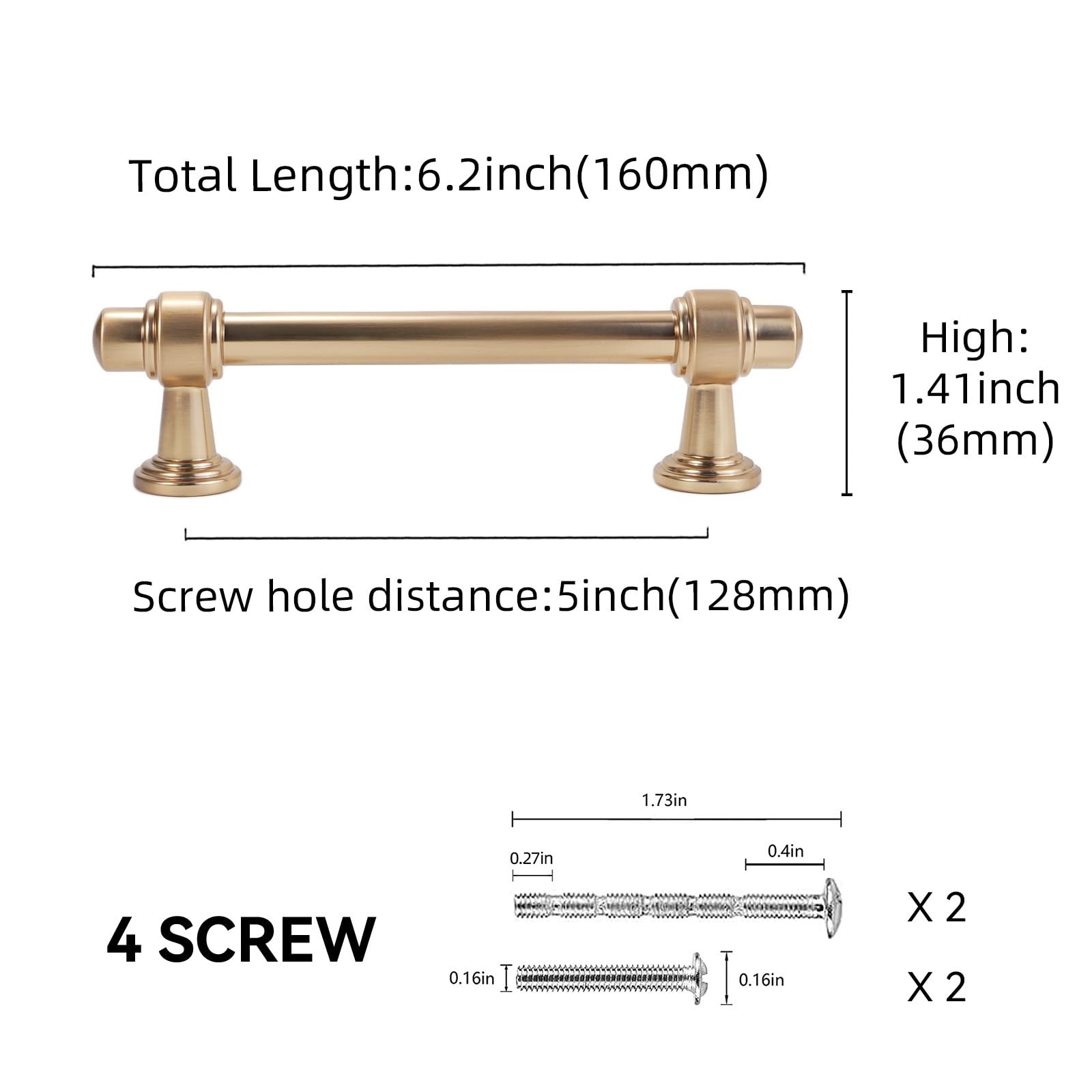 10 Pack 5 Inch (128mm) Champagne Copper Cabinet Handles - Gold Drawer Pulls for Kitchen Cabinets, Dressers & Furniture - Durable Cabinet Hardware for Modern Home Decor & DIY Projects