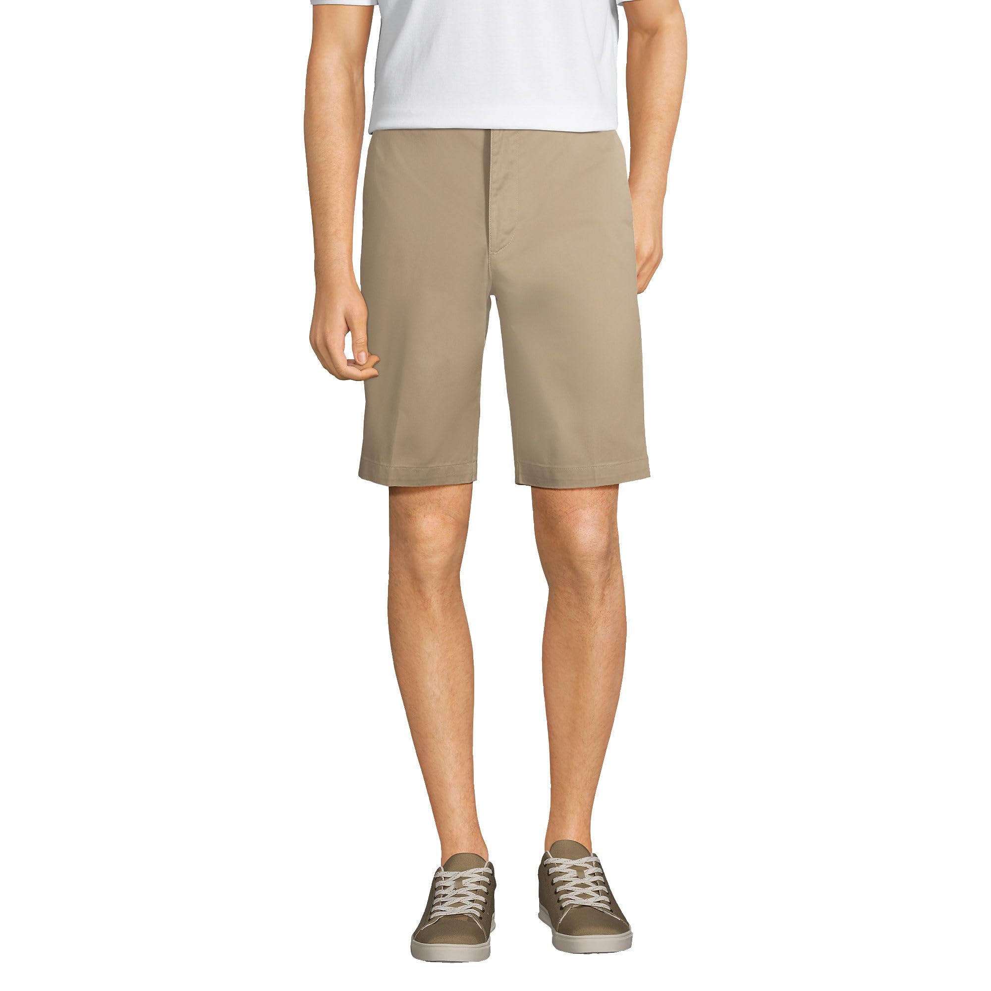 Lands' End Boys' Uniform Chino Shorts - Plain Front, Khaki, Regular Fit 31