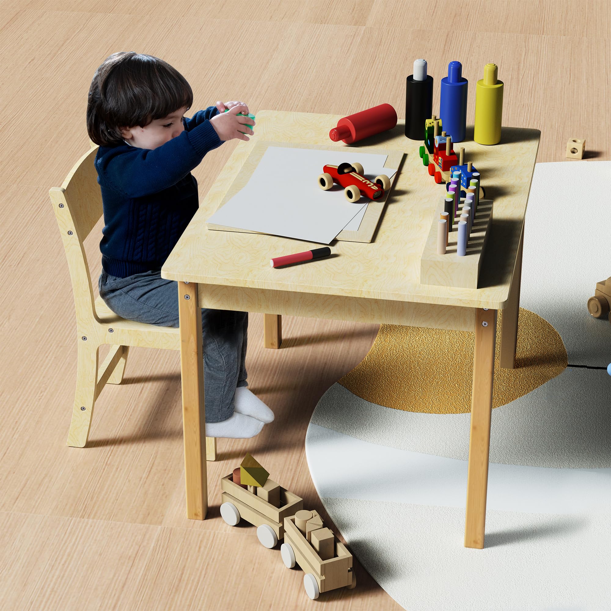 Kids Table and Chair Set - Adjustable Toddler Desk & Chair for Learning, Drawing & Play - Perfect for Preschool, Homeschool & Playroom Activities
