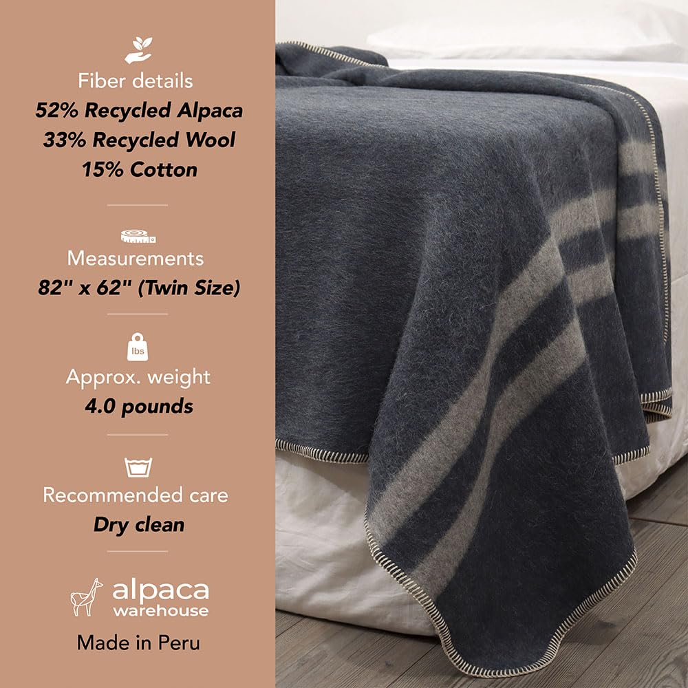 Premium Heavyweight Alpaca Wool Blanket for Camping, Travel & Home - Soft Peruvian Alpaca Throw Blanket in Beige-Ivory (Twin Size) | Cozy for Sofa, Bed & Outdoor Adventures