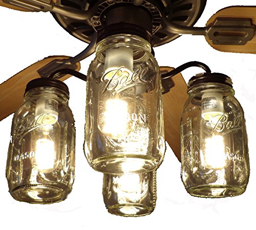 Lamp Goods Mason Jar Ceiling Fan Light Kit Only (No Fan Included) - Rustic Farmhouse Lighting for Kitchen, Country Cottage & Vintage Home Decor | Perfect for Dining Room, Bedroom and Porch Lighting