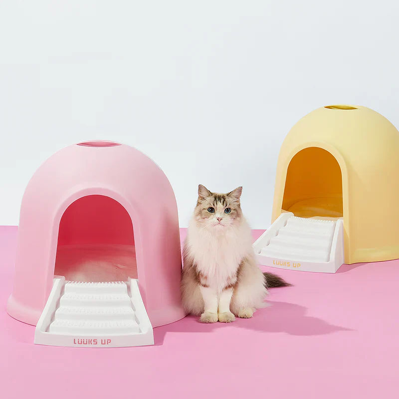 2 in 1 Kitty Litter Box & Cat House - Eco-Friendly Dual Use Litter Cabin with Odor Control - Perfect for Small Spaces & Stylish Home Decor
