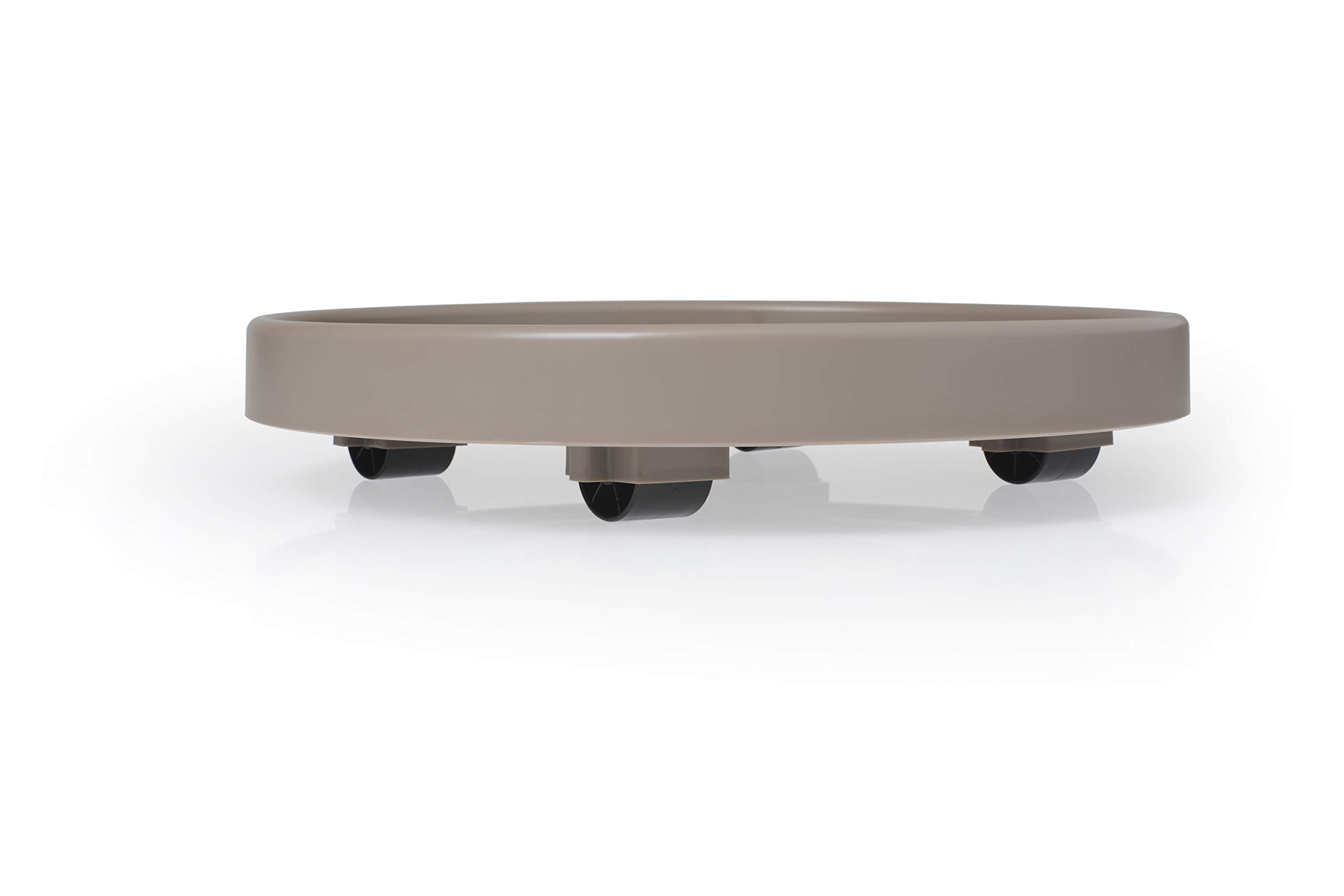 35cm Brown Taupe Saucer with Wheels - Durable Outdoor Serving Tray for Patio, Garden & Picnic Use