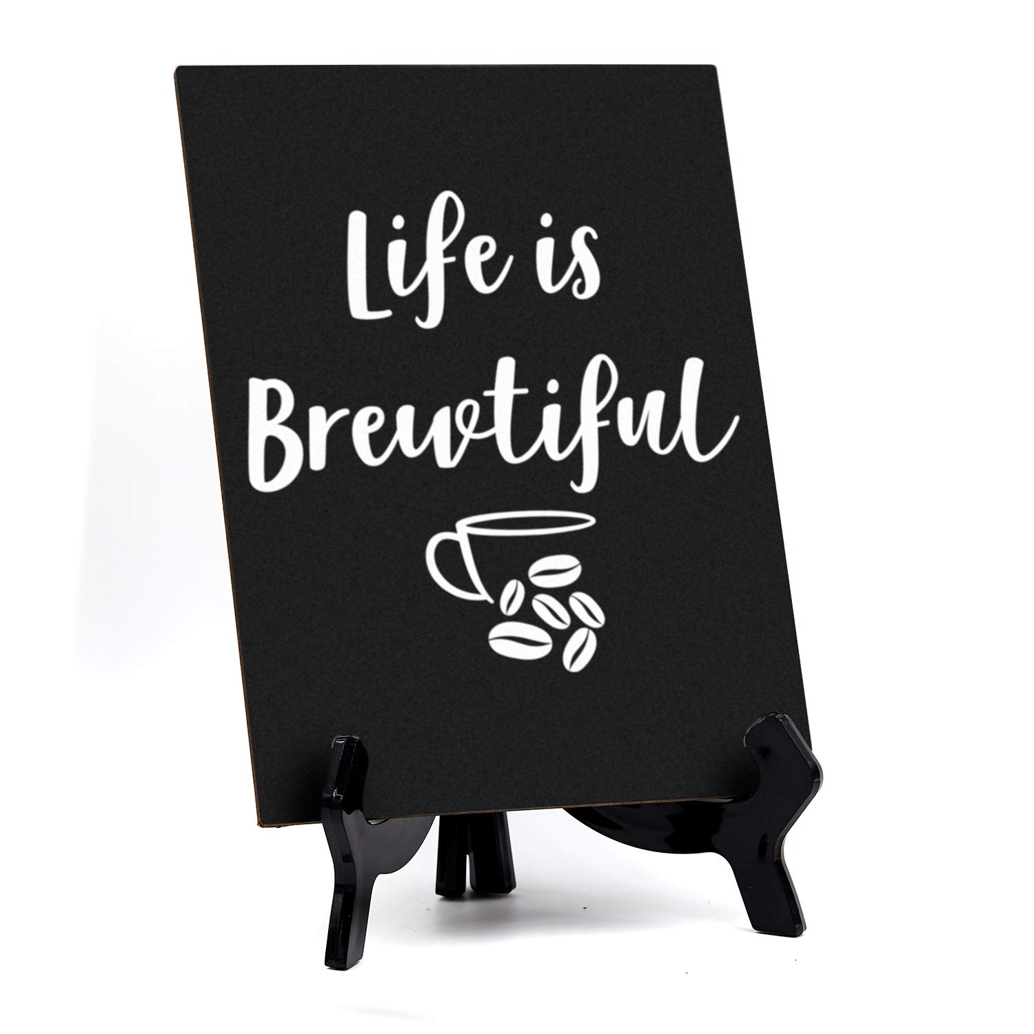 Brewtiful Coffee Novelty Sign - 6x8in Black - Perfect for Kitchen & Cafe Decor