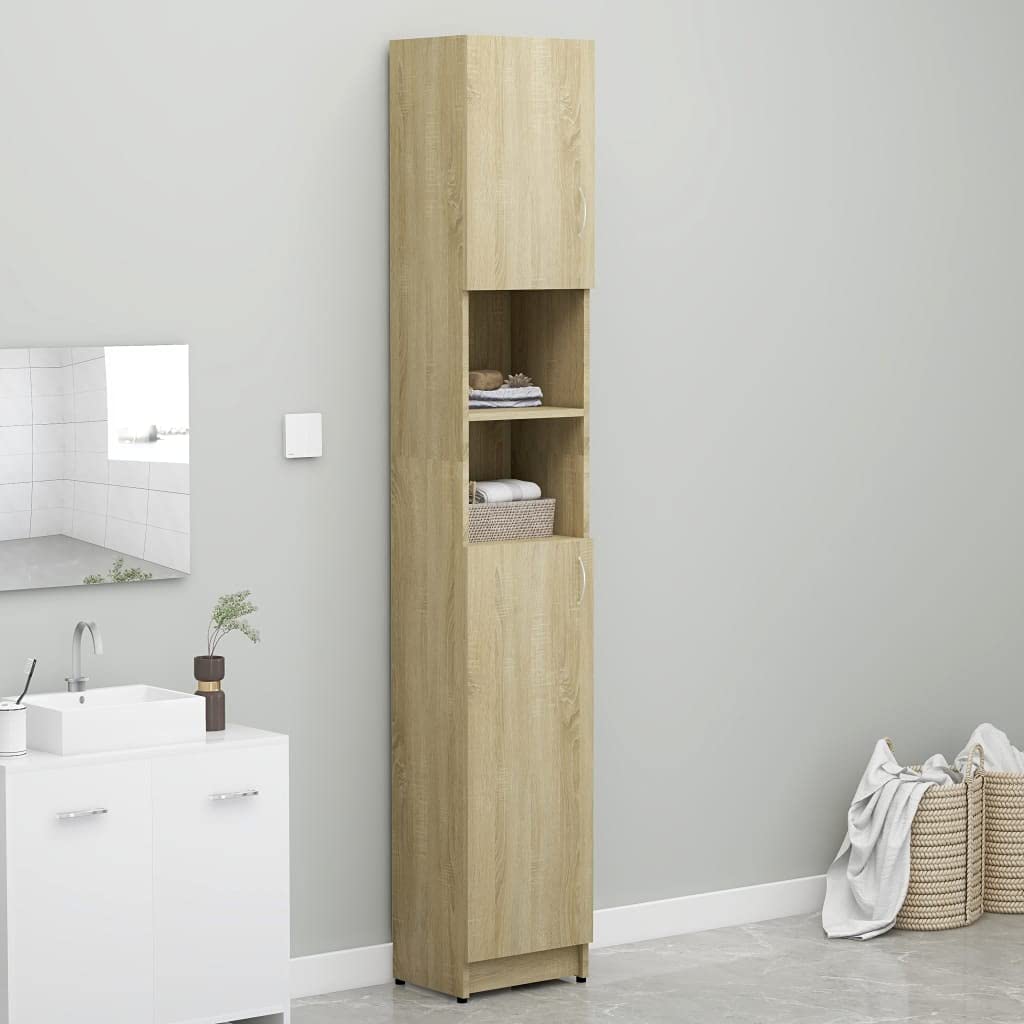 Tall Bathroom Storage Cabinet with Door & 2 Shelves - Multifunctional Medicine Organizer, Free Standing Wooden Accent Cabinet for Bathroom, Bedroom or Entryway - Oak Finish