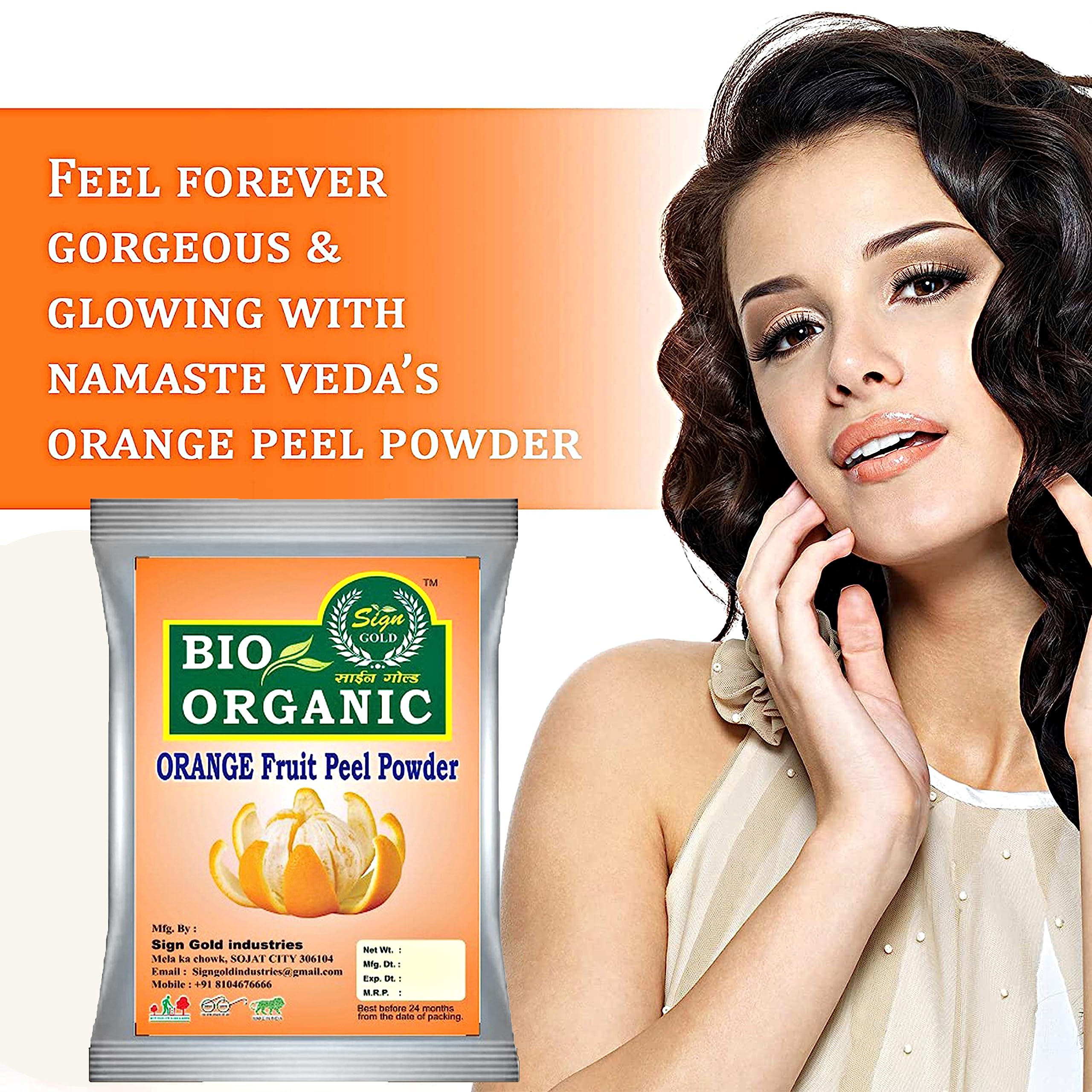 Gold Orange Fruit Peel Powder for Hair & Face - Natural Skincare & Haircare Solution - DIY Face Masks & Hair Treatments