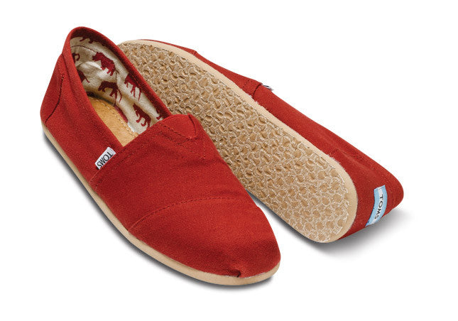 TOMS Classic Canvas Slip-On Shoes for Women - Comfortable & Stylish Red Casual Loafers - Perfect for Everyday Wear, Work & Travel