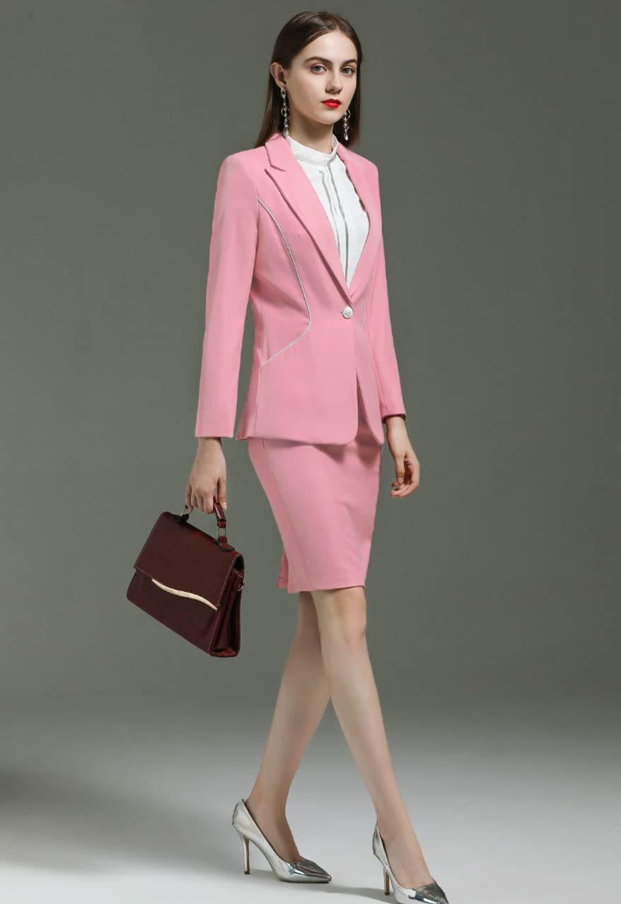 Women's 2-Piece Office Suit Set - One Button Blazer & Pencil Skirt for Business Professional Workwear | Perfect for Corporate Meetings, Interviews & Formal Events