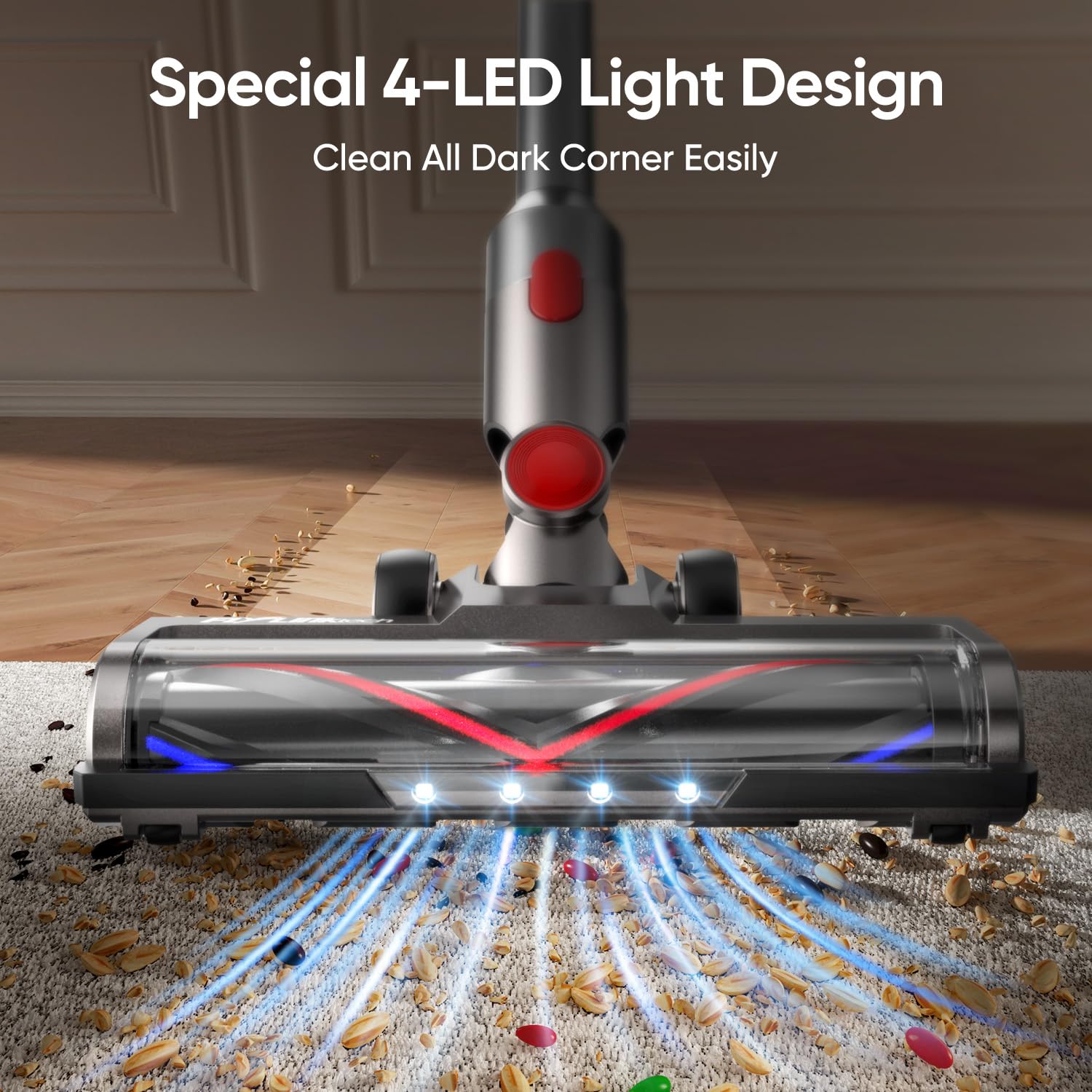 FLYLINKTECH V7-V15 Vacuum Brush Head with LED for Hardwood Floors - Home Cleaning