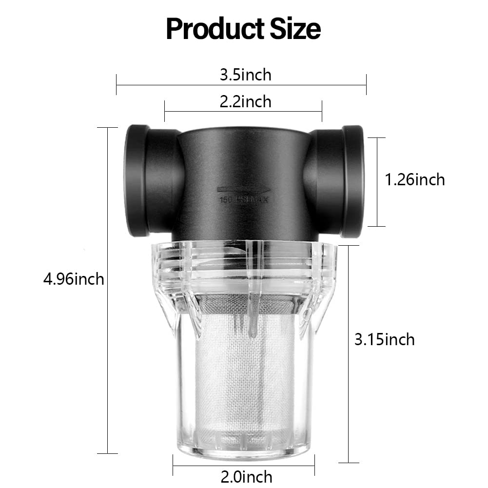 1 Inch Stainless Steel 40Mesh Inline Water Filter Sediment Strainer for Garden Hose, Pressure Washer, RV & Water Pipes - Outdoor Gardening, Car Washing & Home Water Filtration System
