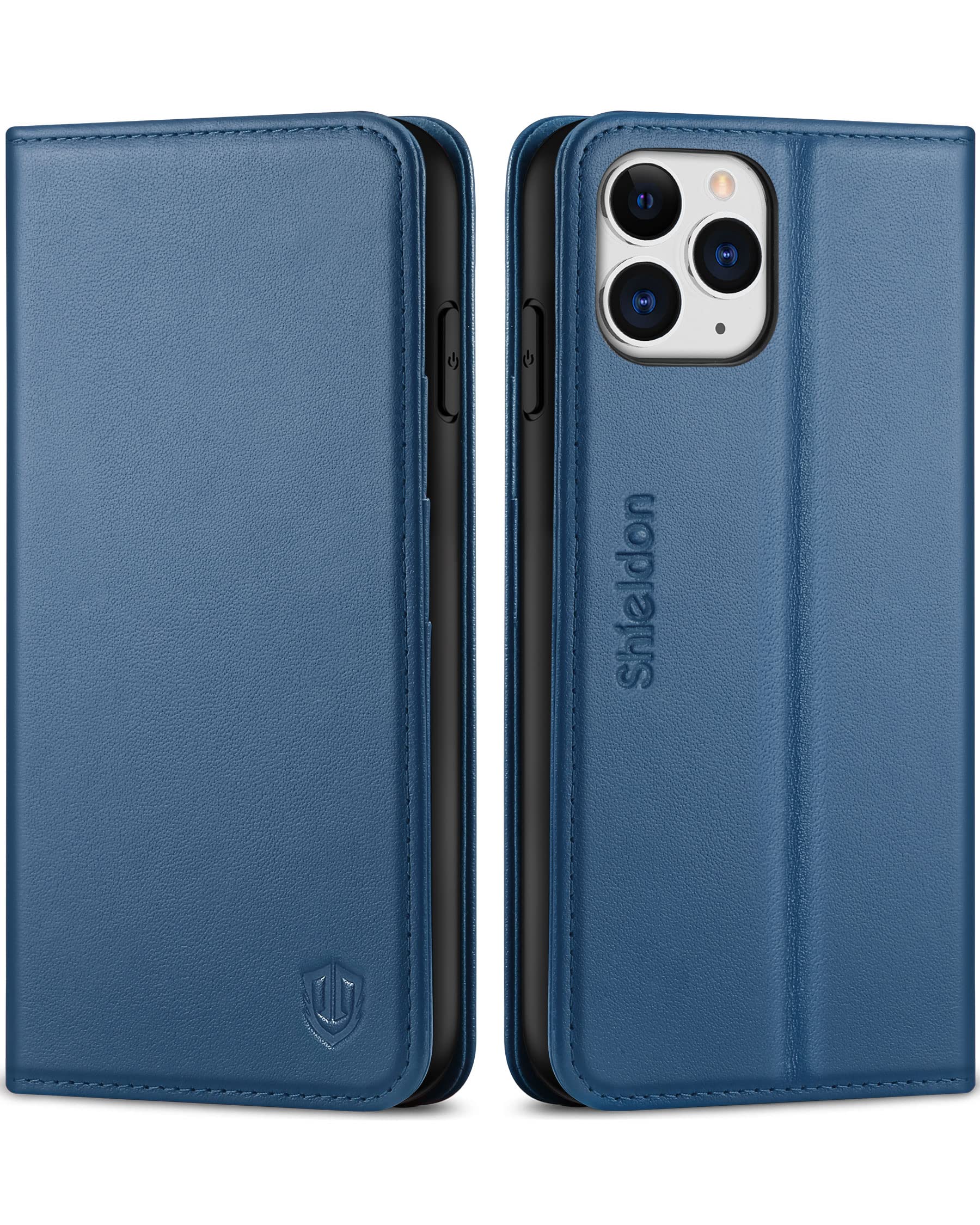 Premium SHIELDON iPhone 11 Pro Max Wallet Case - Genuine Leather with Magnetic Auto Sleep/Wake, RFID Blocking, 3 Card Slots & Kickstand | Shockproof Protective Cover for iPhone 11 Pro Max (6.5