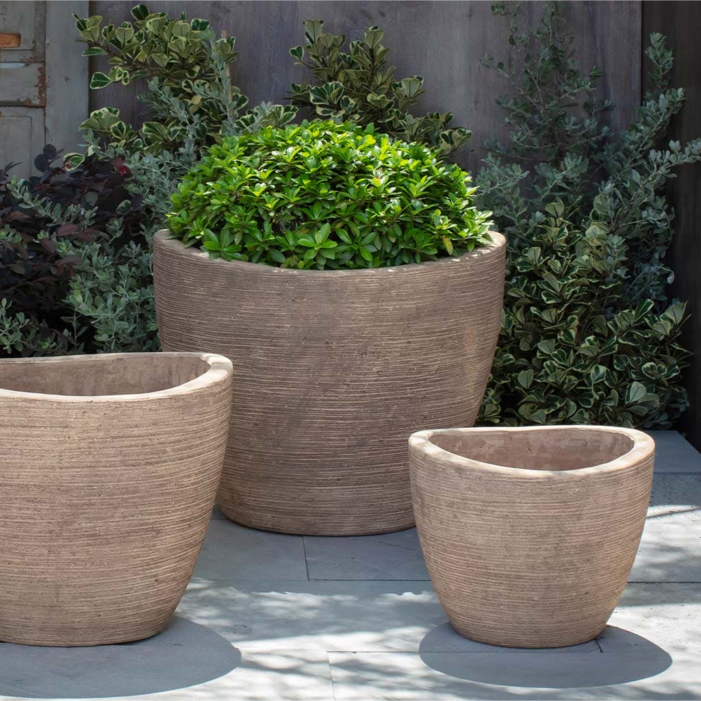 Campania International Belize Planter Set of 3 - Brown Terra Cotta Flower Pots for Indoor & Outdoor Plants - Perfect for Patio, Garden, and Home Decor