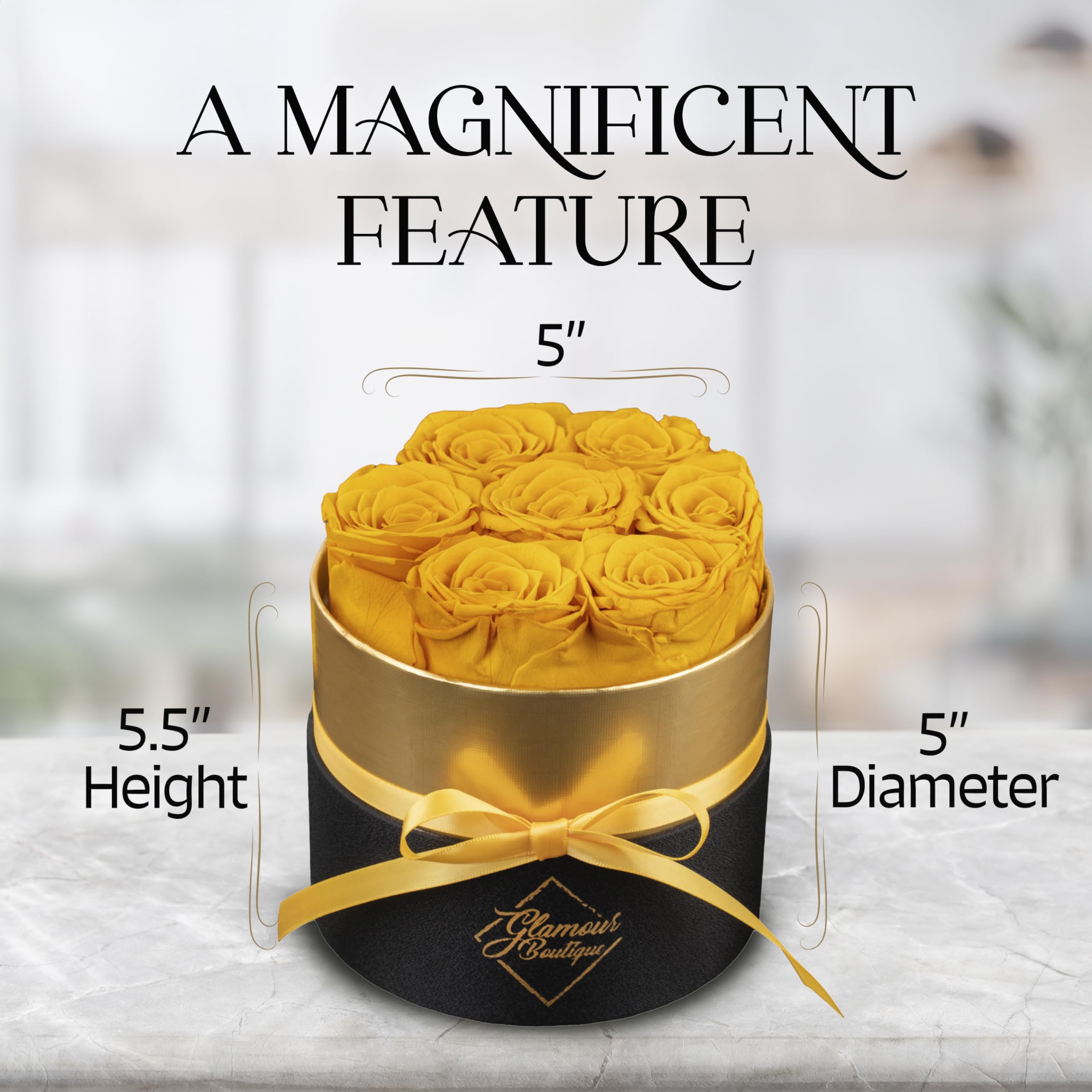 Eternal Preserved Roses in a Gift Box - Forever Roses for Women, Romantic Birthday Gifts for Her, Anniversary Present, Home Decor & Wedding Centerpiece - Yellow Preserved Flowers for Lasting Beauty