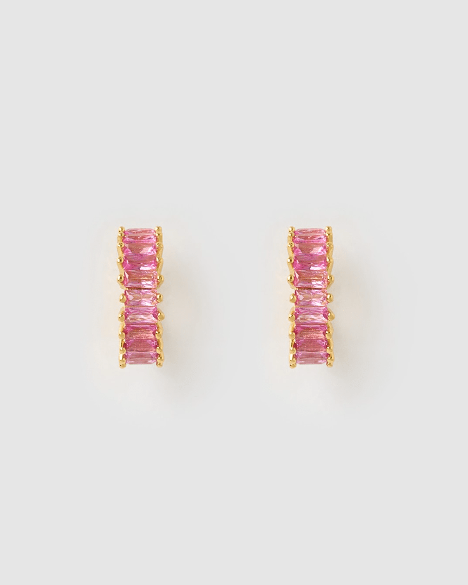 Izoa Celine Huggie Earrings for Women - Hot Pink Cubic Zirconia Hoop Earrings | Trendy Everyday Jewelry Gift for Her | Perfect for Parties, Dating & Office Wear