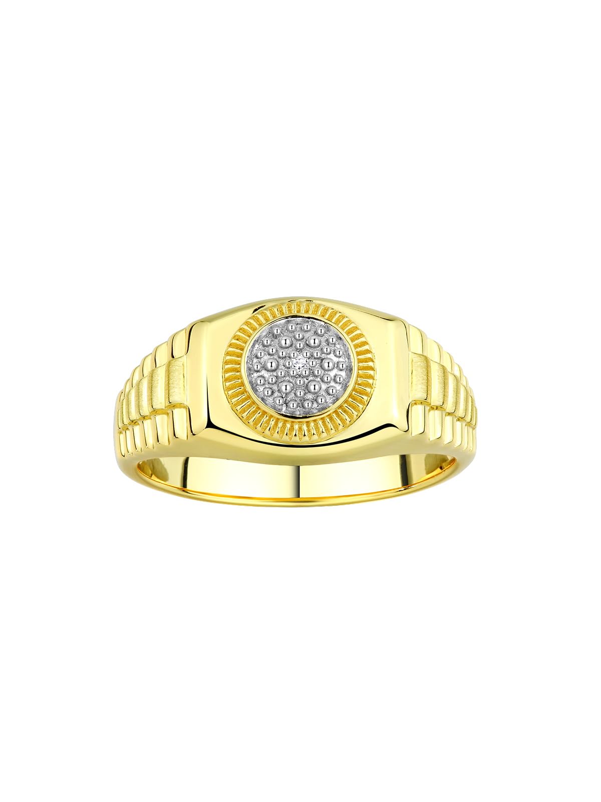 Rylos Ring 14K Yellow Gold Plated Sterling Silver Diamond Ring for Men | Designer-Inspired Luxury Wedding Band in Sizes 6-13 | Perfect for Engagement, Anniversary & Special Occasion Gifts