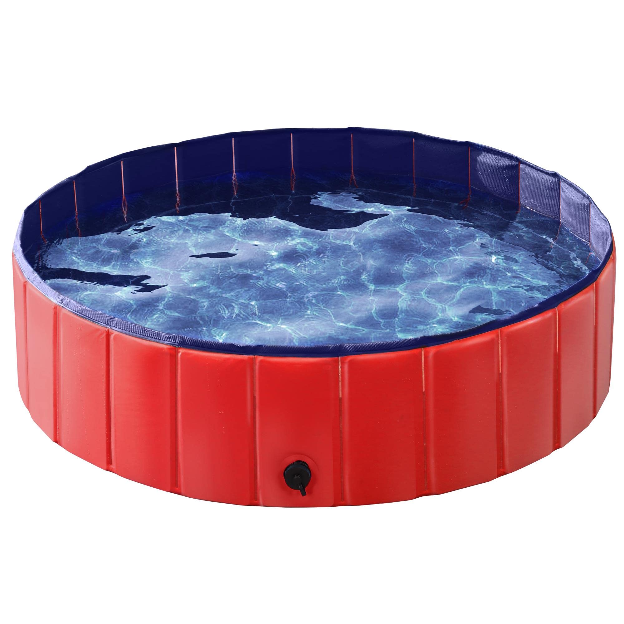 Topeakmart Foldable Dog Bath Pool - Collapsible Pet Swimming Tub for Dogs & Cats, PVC Plastic Wading Pool with Pet Brush & Repair Patches - Perfect for Indoor & Outdoor Use, Backyard, Travel, and Grooming