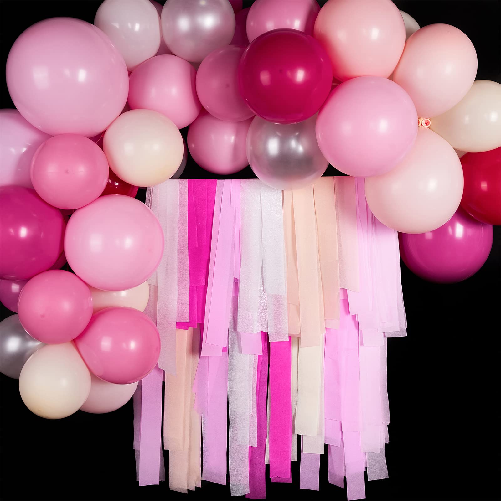 PartyWoo Crepe Paper Streamers - 8 Rolls (656ft Total) - Metallic Gold, White & Pink Decorative Streamers for Birthday, Wedding & Party Decorations (1.8