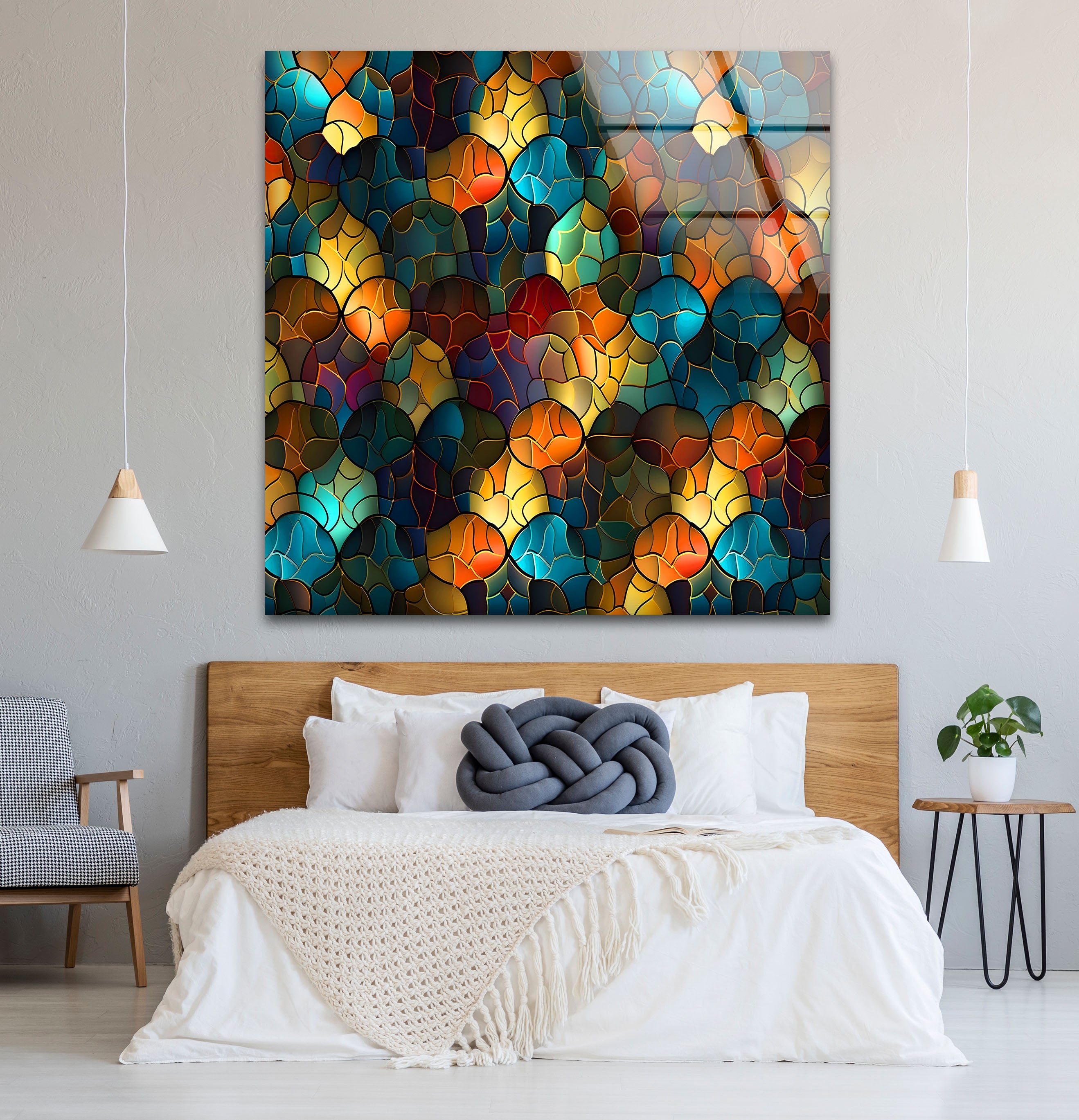 Abstract Stained Glass Wall Art - Vibrant Mosaic Glass Panel for Home Decor, Church Windows & Gift Ideas